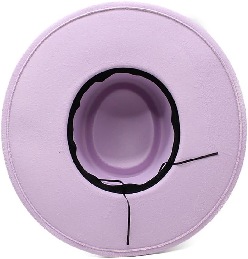 Purple Fedora Hat Fashion Jazz Hat Felt Fedora Hat Wide Brim Flat Top Wedding Dress Hat Elegant Pork Pie Hats for Women Men, Purple image number 4