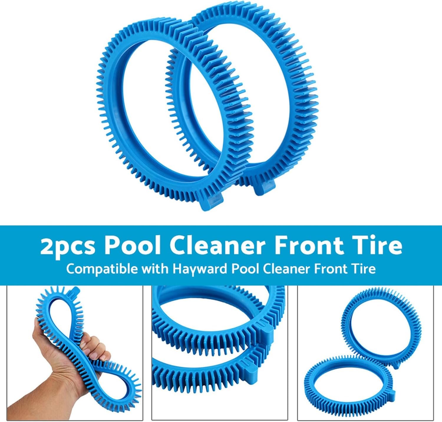 ALL in RED BOX 2 Pack 896584000-143 Blue Front Tire Kit with Super Hump, Replacement Suitable for Poolvergnuegen and Hayward Pool Cleaners image number 2