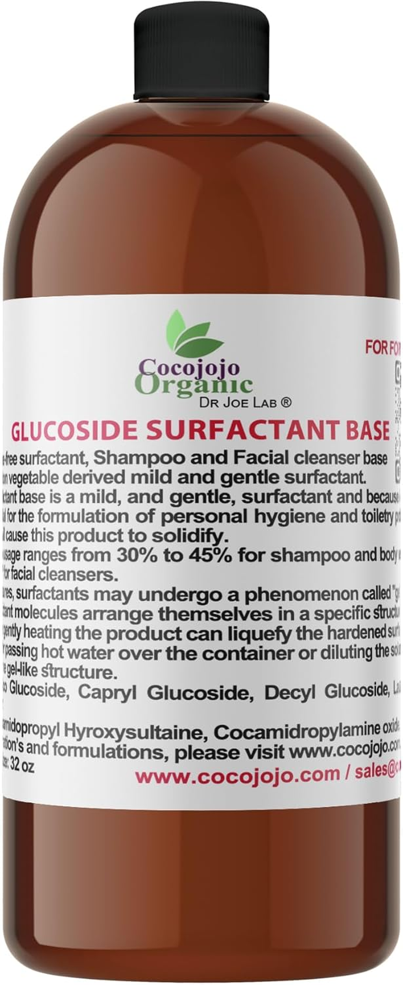 Glucoside Surfactant Base - Plant Derived All in One Natural Gentle Mild Rich Foaming Cleanser - Lauryl Decyl Coco Capryl Caprylyl Cosmetic Liquid Hand Soap Body Wash - 32 Oz image number 6