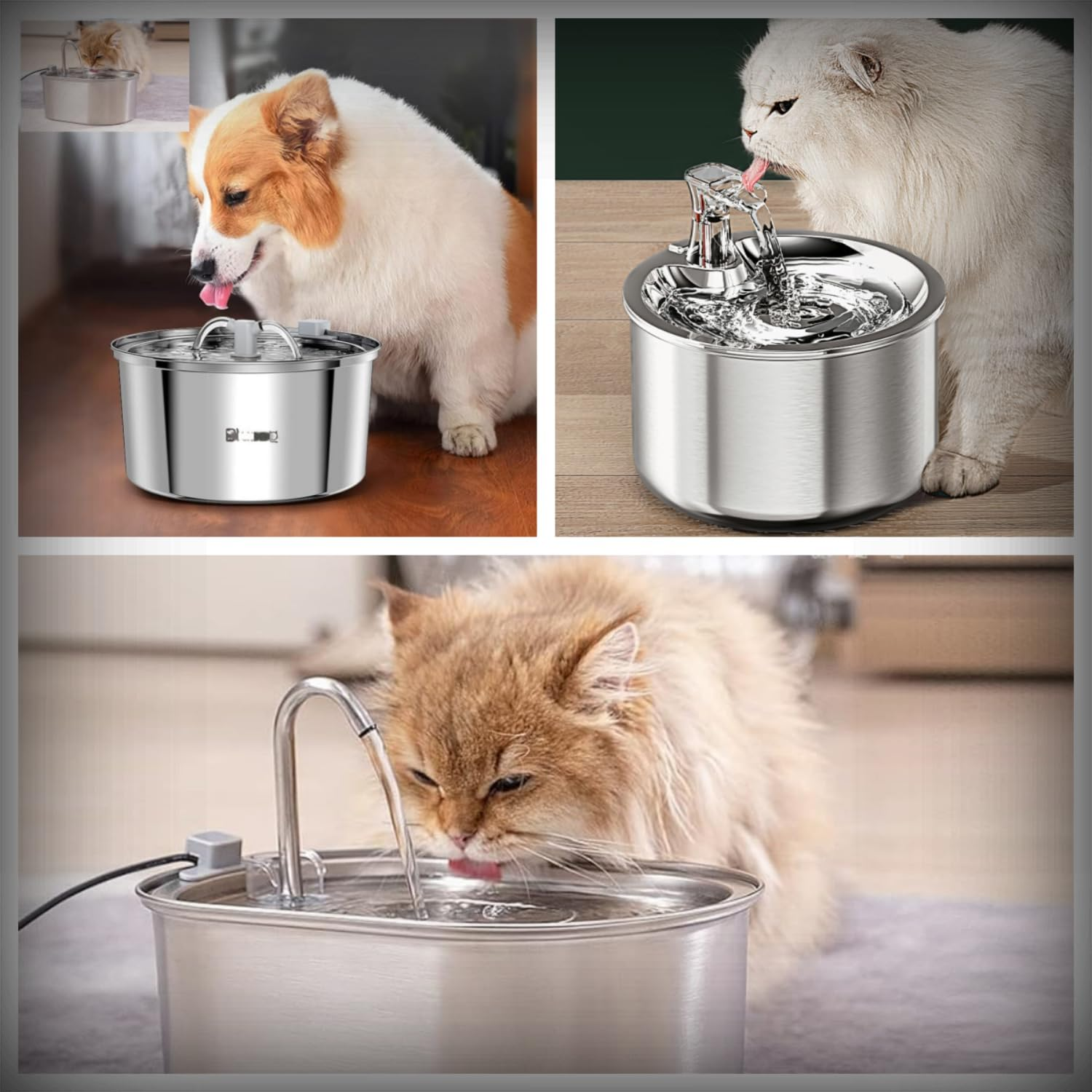 Cat Fountain Filters - 4 Pack with 4 Sponges, Compatible with Stainless Steel Pet Fountain, Adjustable Water Flow image number 1