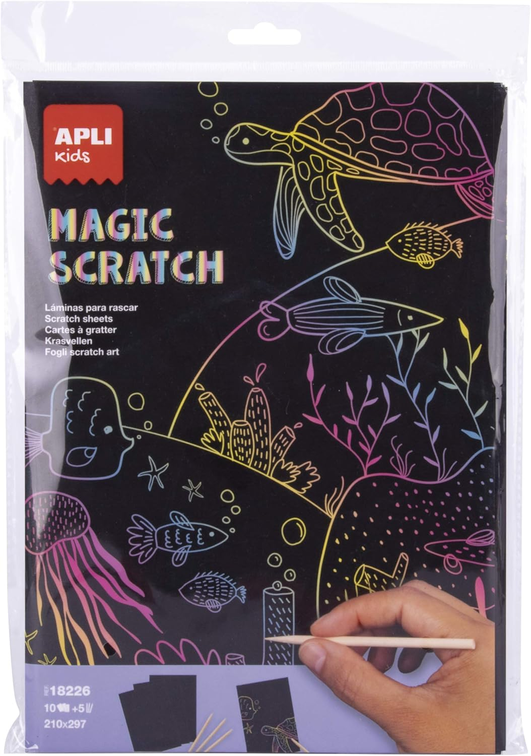 APLI Kids 18226 &ndash; Magic Scratch Scraper Sheets 10 Sheets 5 Tools image number 1