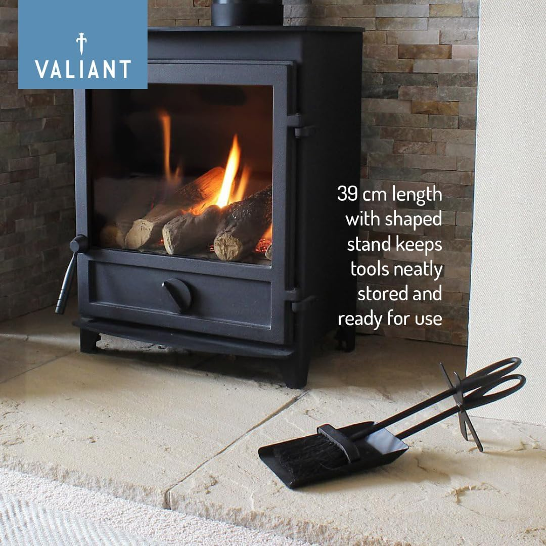 Valiant Fireplace Companion Tools with Brush and Shovel, 38 Cm, Cast Iron Handles, Durable Cleaning Tools for Fireplace, Stove, Grill and Fire Pit image number 2