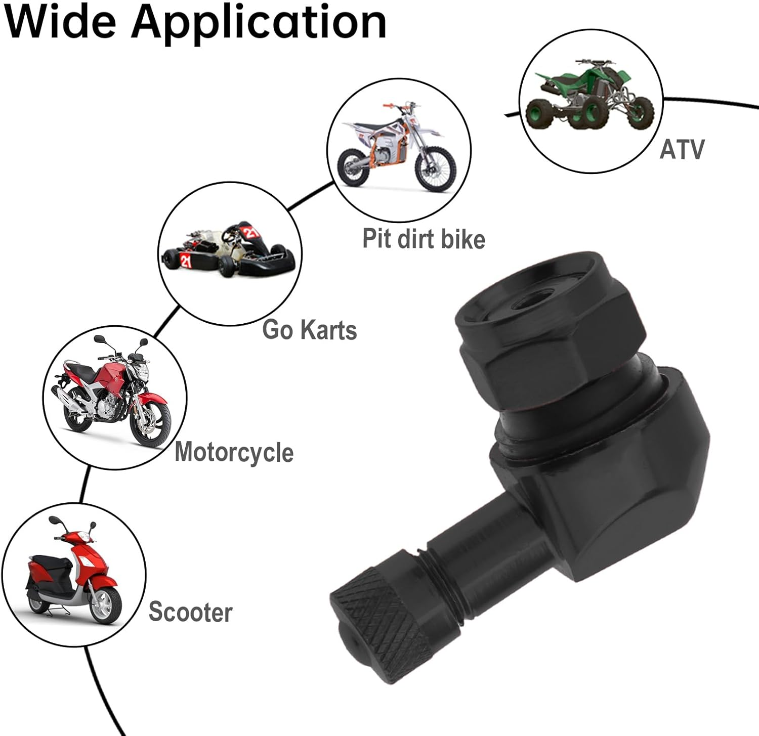 Windance 4Pcs 90 Degree CNC Motorcycle Tire Valve Stems for Most Bike 10 Mm To11.3 Mm Tubeless Tires Easy Installation (Black) - Gold image number 7