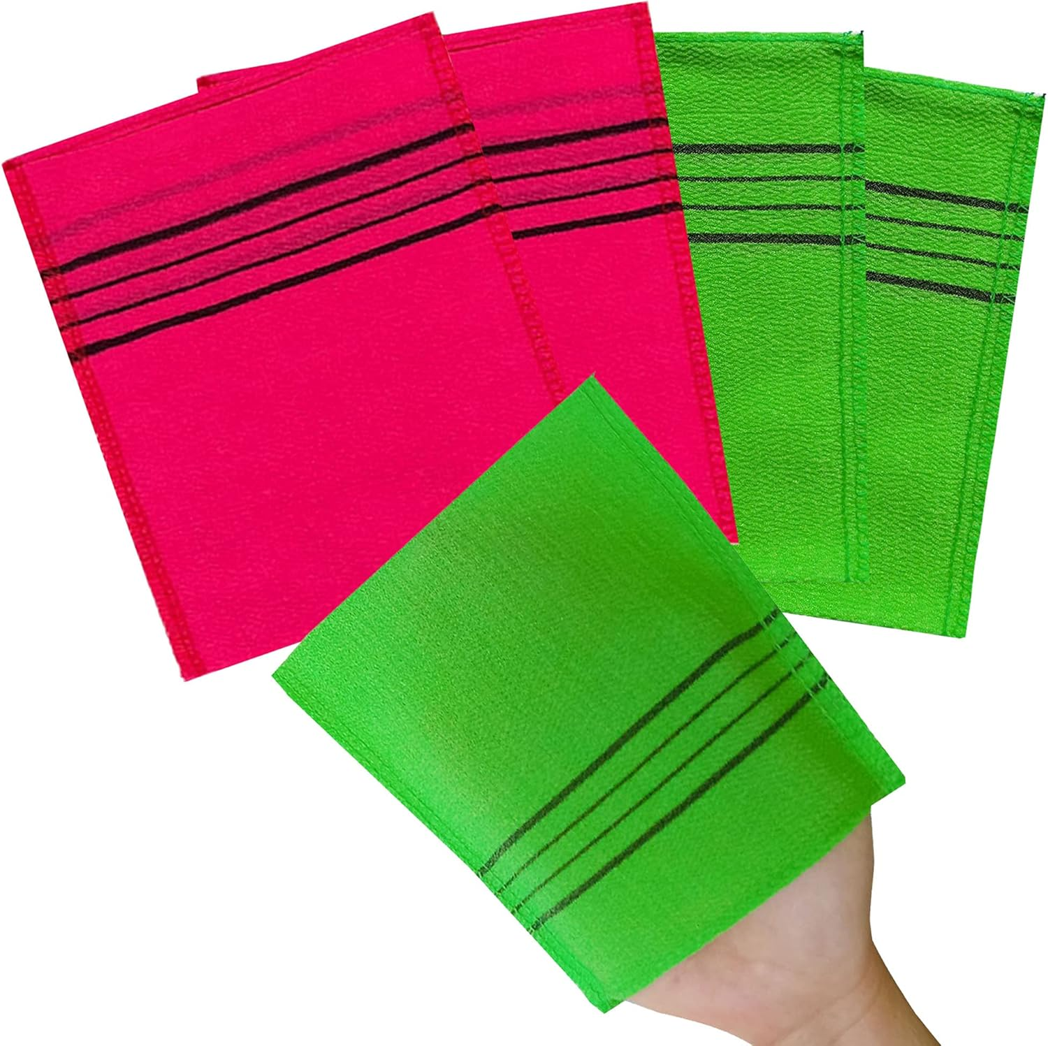 Italy Towel the Original Korean Exfoliating Mitt Body Scrub Green & Red (4 Pack) - Red image number 5