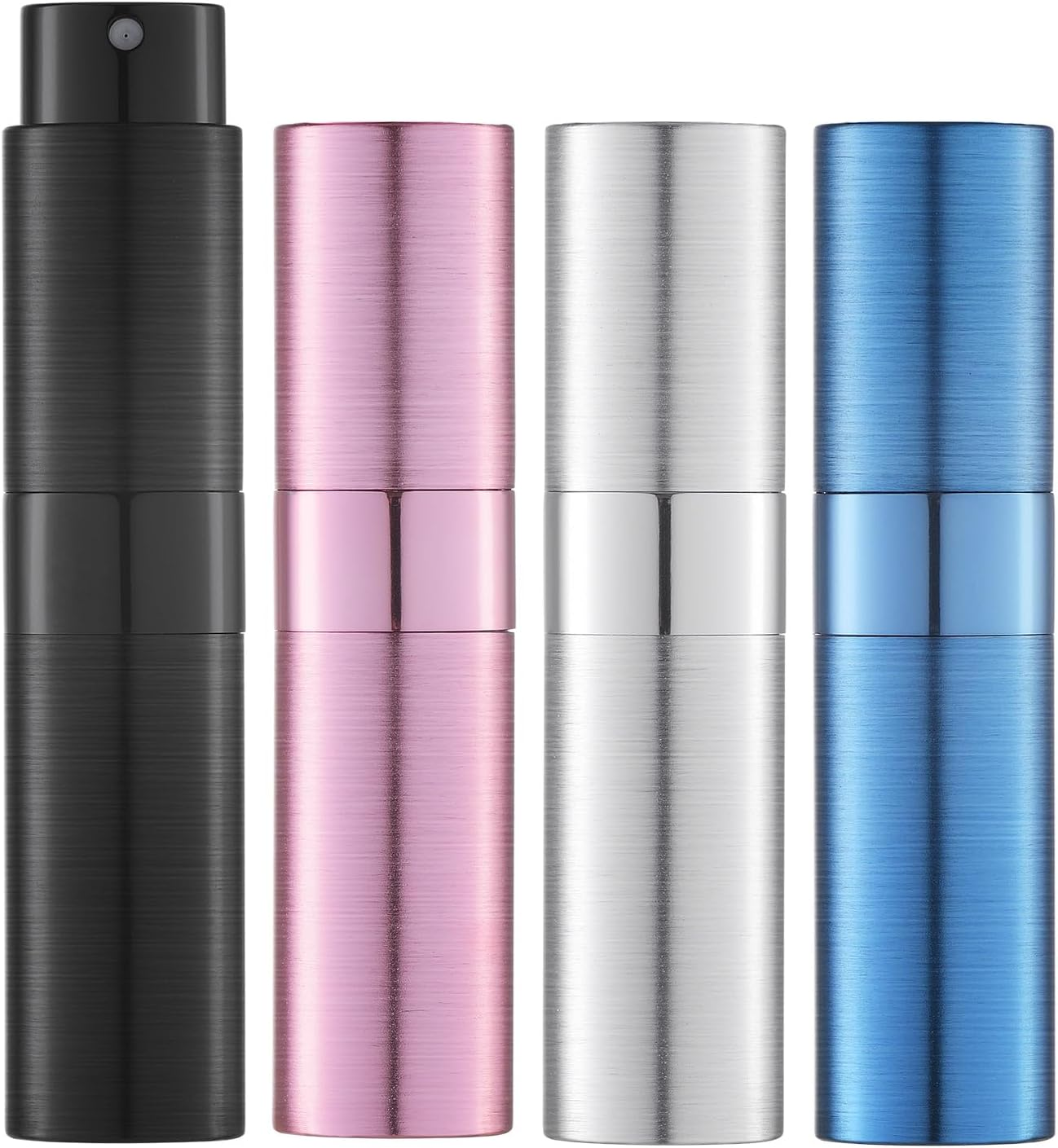 LISAPACK Perfume Travel Refillable Atomizer Bottle, 8Ml Empty Cologne Spray Bottle Dispenser, 4Pcs Portable Sprayer (Black, Silver, Pink, Blue) image number 3