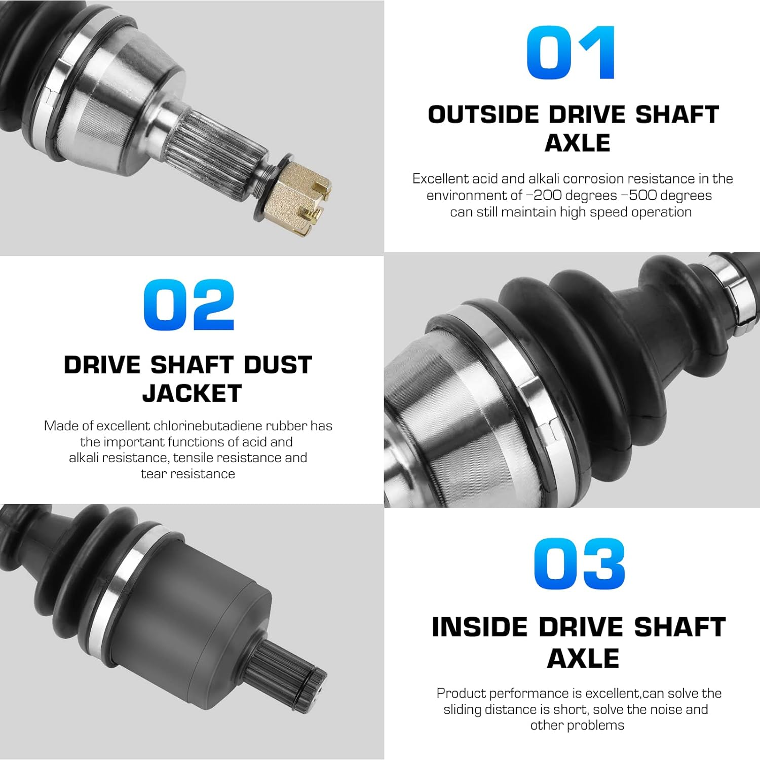 Front Left/Right CV Axle Shaft Fits for Polaris RZR 4 800/ RZR S 800 2009-2017 for Ranger 570 900 1000 Diesel Crew XP 2013 2014 2015 2016 2017 2018 2019 2020, Replace for 1332637, 1 Front Axle image number 1