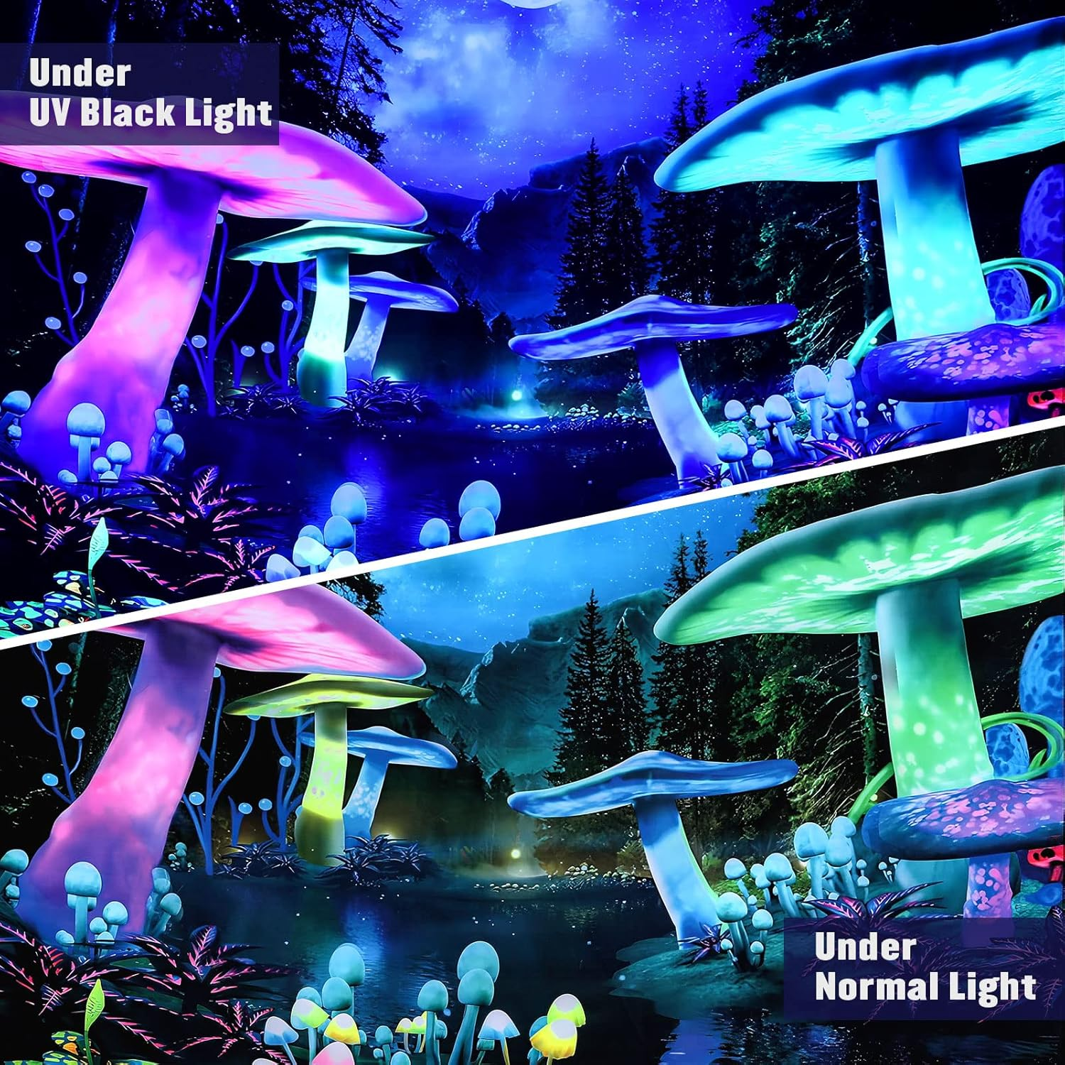 Mitogadget Blacklight Tapestry for Bedroom Aesthetic, Trippy Tapestry UV Reactive Galaxy Space Glow in the Dark, Fantasy Forest Moon Wall Tapestry for Dorm Living Room Decor, 59.1ʺ X 51.2ʺ image number 1