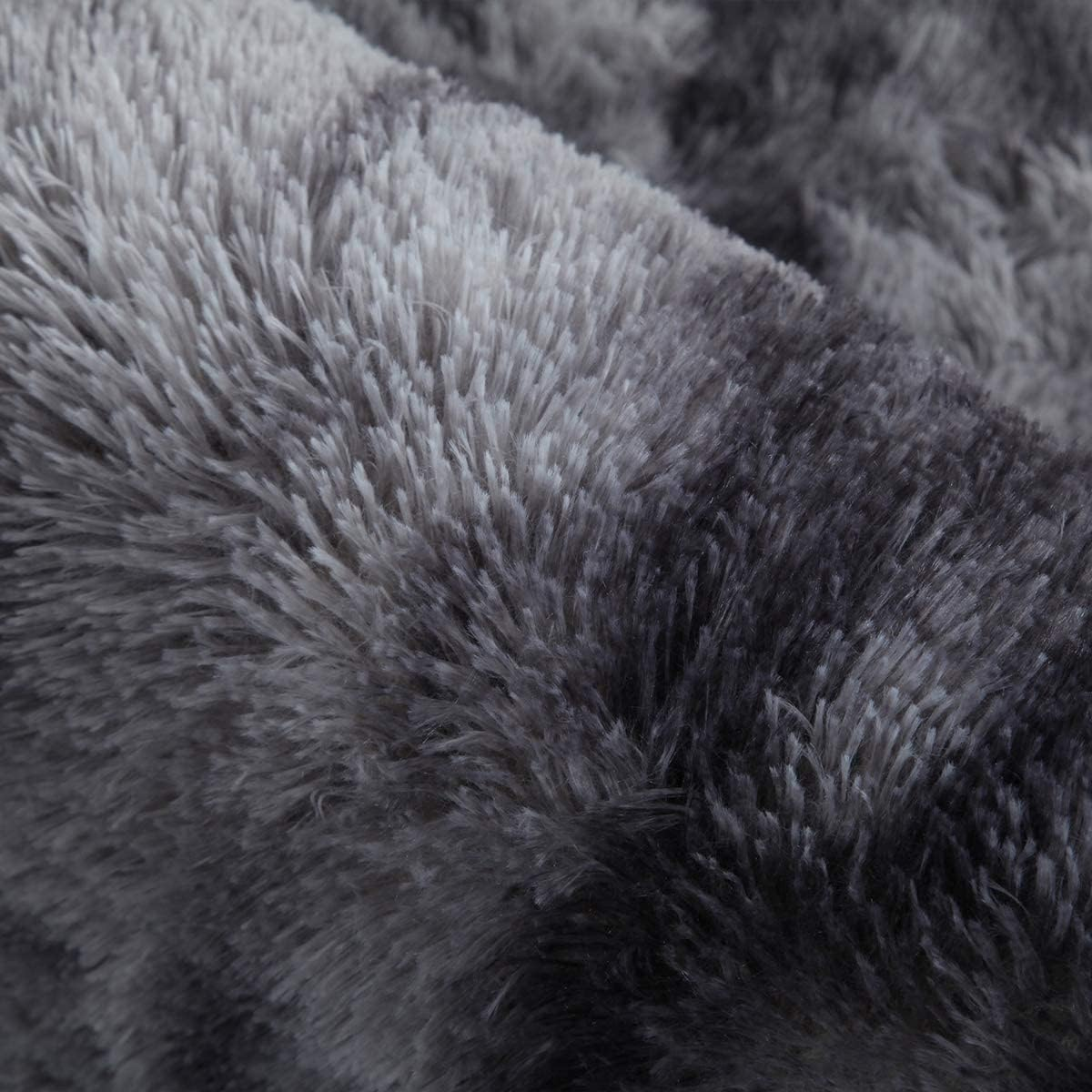 JURLEA Area Rug Fluffy Rugs Super Soft Shag Rug Modern Shaggy Plush Fur Rugs Indoor Anti-Skid Shaggy Area Rug for Living Room Dining Room Bedroom Home Decor Carpet Floor Rug (Black Grey, 160 X 230 Cm) image number 2