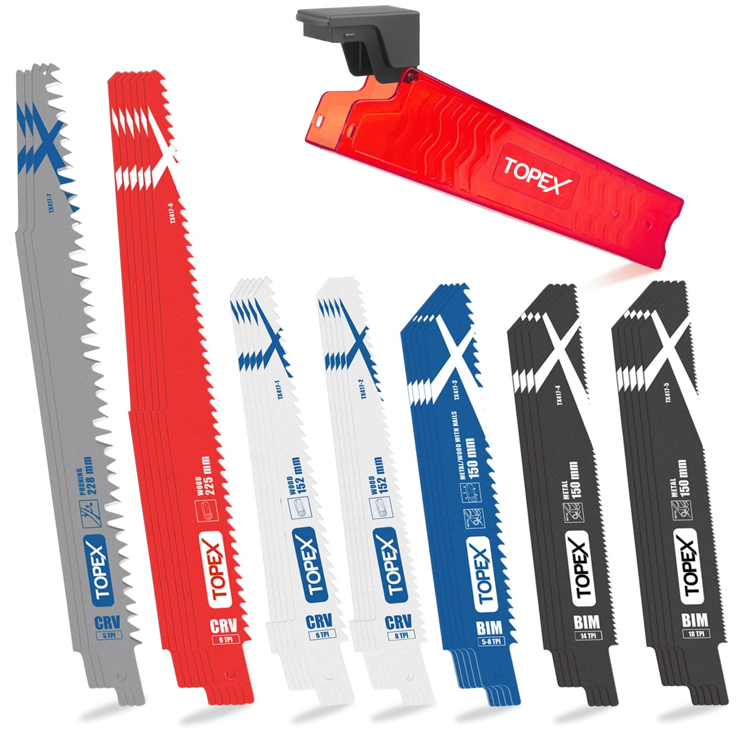 TOPEX 34 Piece Reciprocating Saw Blades, Premium Sawzall Blades for Metal and Wood Cutting image number 6