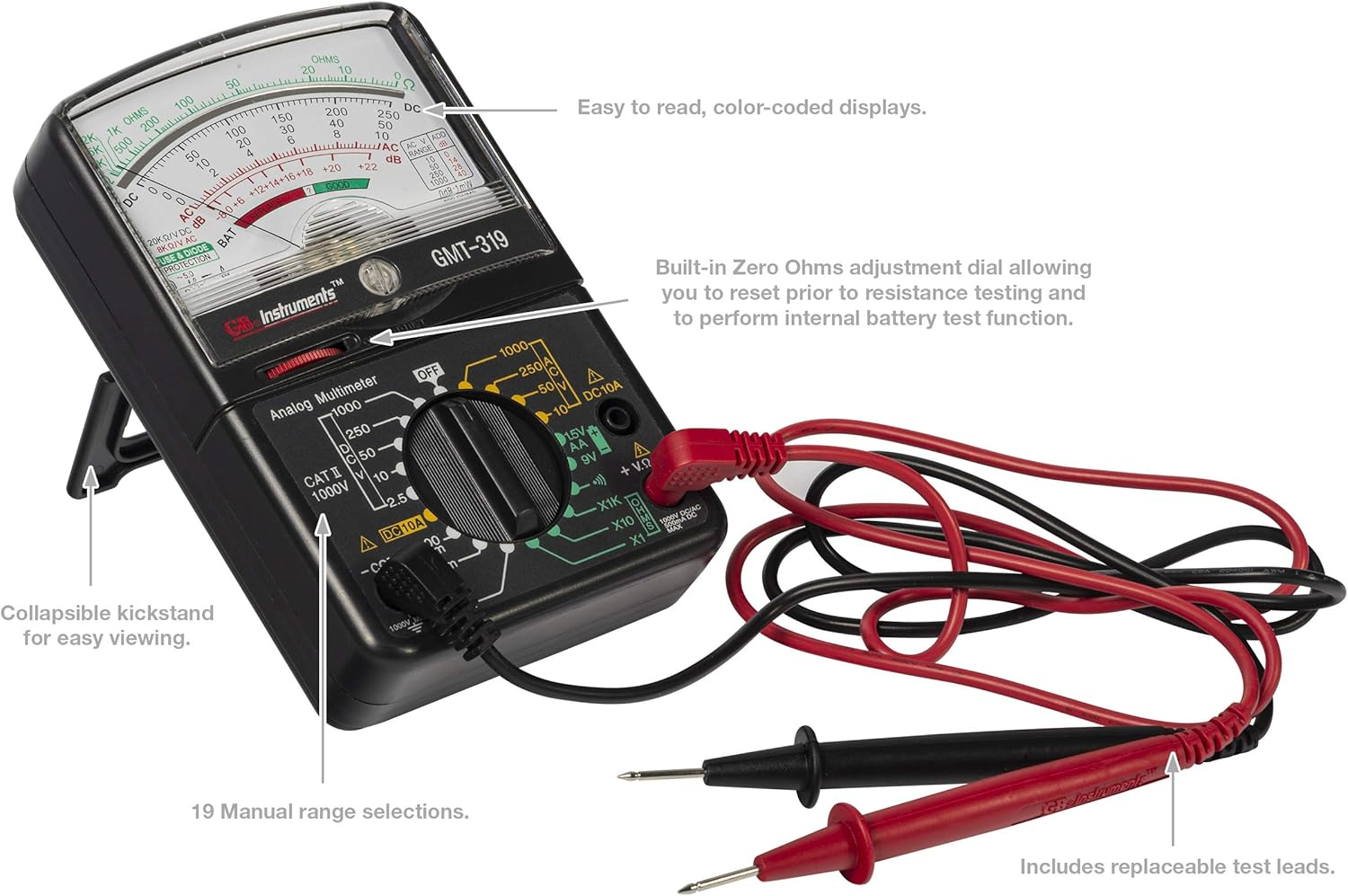 Gardner Bender GMT-319 Multimeter Tester, RJ-45 & RJ-11, 19 Range image number 5