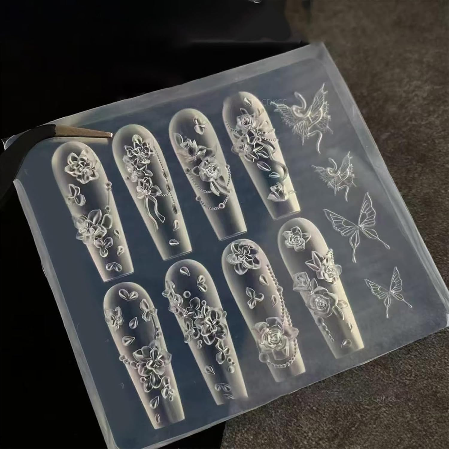 Nails Art Moulds Silicone Template Nails Designing Tool Rose Shape Handmade Molds for Manicure Creation Nail Mold image number 2