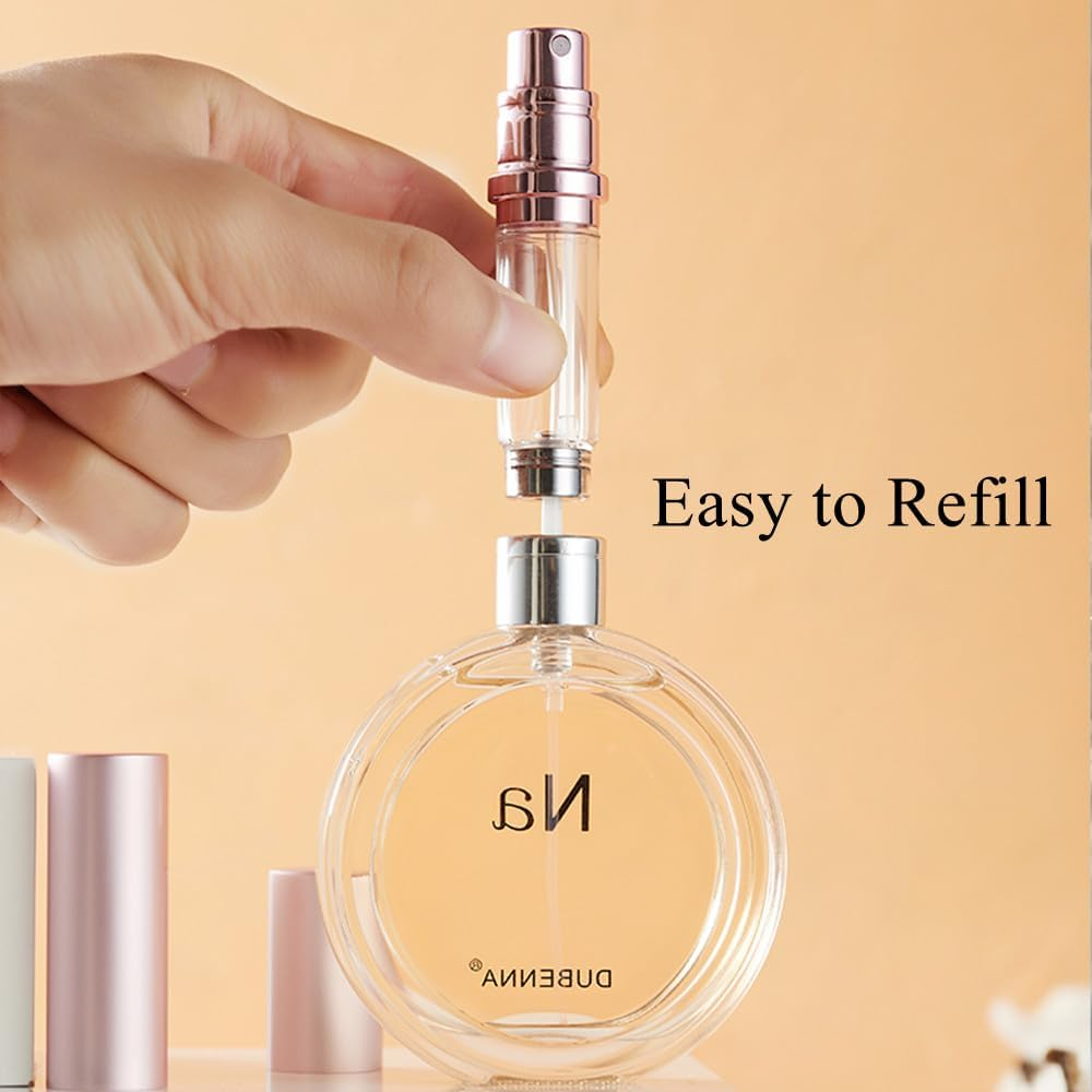 Aurdox Perfume Atomiser Refillable, Portable Mini Perfume Spray Bottles Empty Spray, Dispensers, Atomizers with Bottom Pump for Travel, Leak-Proof, 5Ml/Pastel Violet - Black image number 5