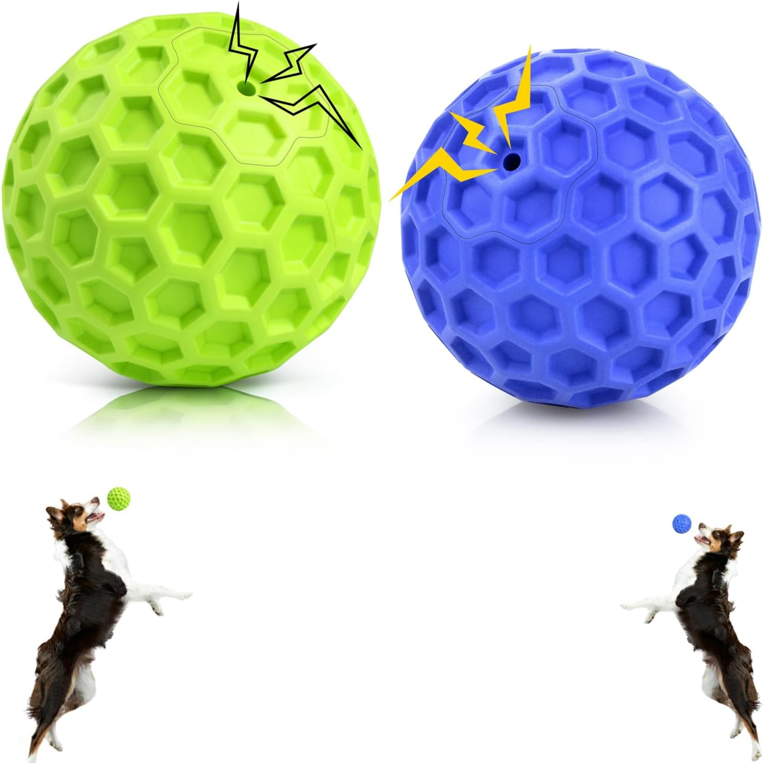 Velmoriah 2 PCS Indestructible Squeaky Dog Balls, Dog Chew Toys for Aggressive Chewers, Natural Rubber Interactive Dog Ball Toy for Large Dogs image number 1