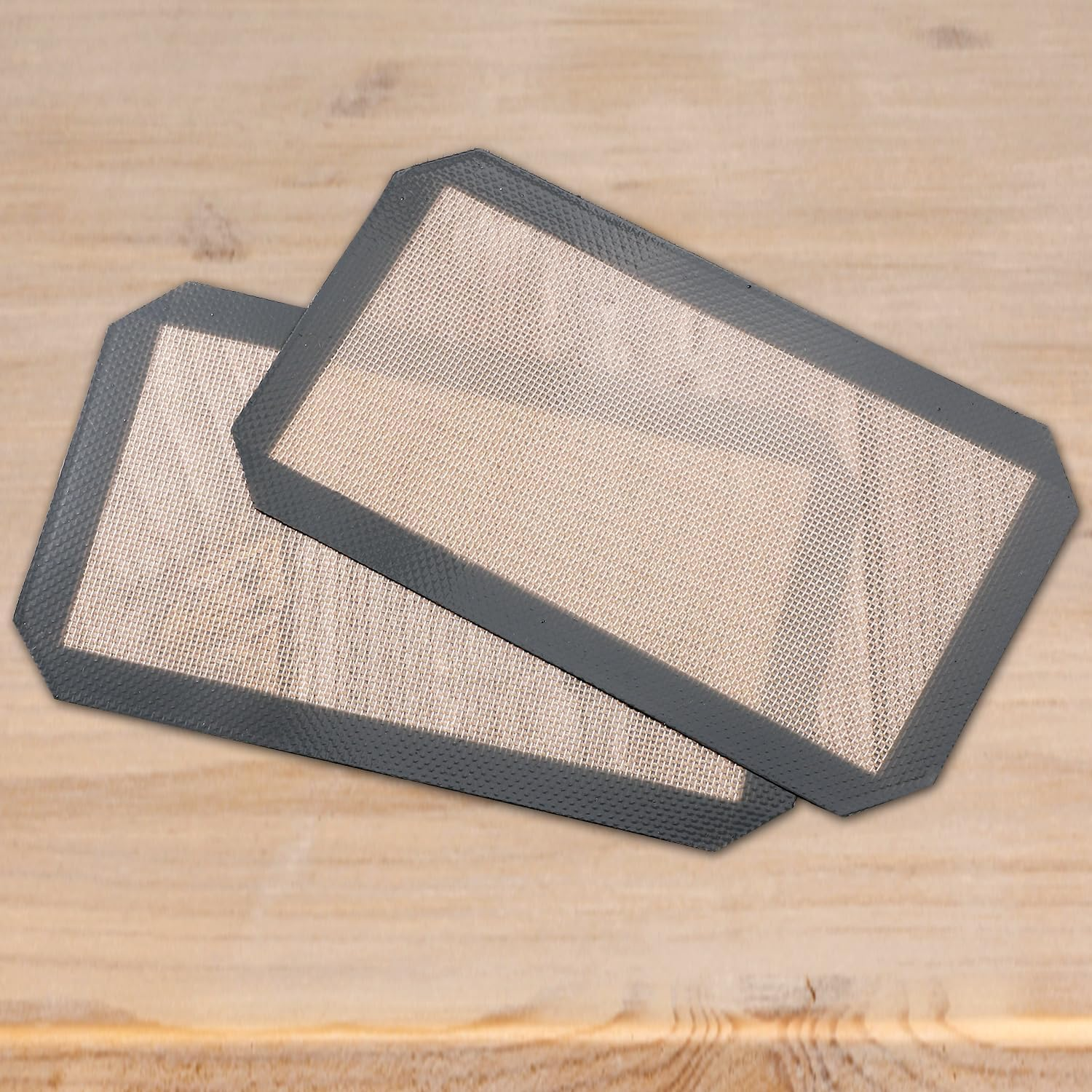 2Pcs Silicone Baking Mats, 9.57X5.59 Inch ST100 & ST101 Silicone Oven Liners 2-In-1 Baking Sheet for Cookies Non Stick Silicone Liners for Ninja for Bread Macarons Toaster (Grey)