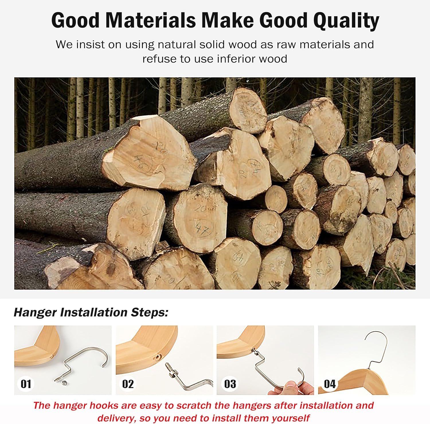 Wide Shoulder Wooden Suit Coat Hangers, 12 Pack Heavy Duty Wood Clothes Hangers with Non-Slip Bars, Smooth Finish and 360&deg; Swivel Hooks for Suit,Coat,Jacket,Pants (4)