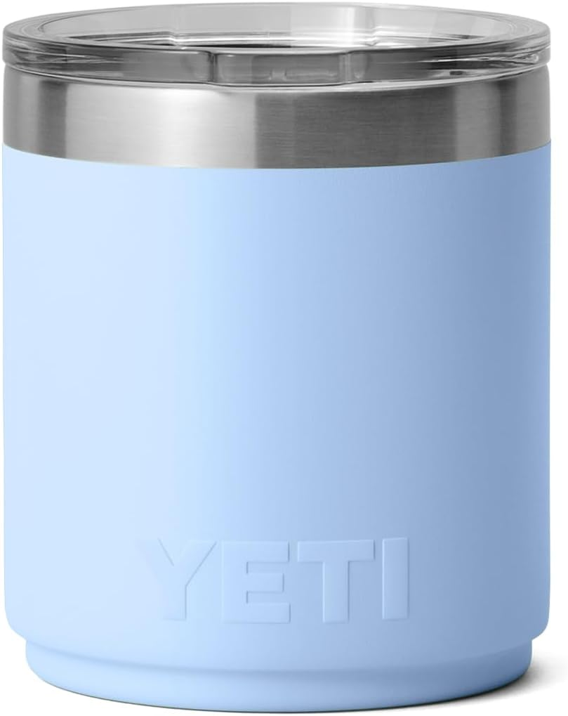 YETI Rambler 10 Oz Stackable Lowball 2.0, Vacuum Insulated, Stainless Steel with Magslider Lid, Big Sky Blue