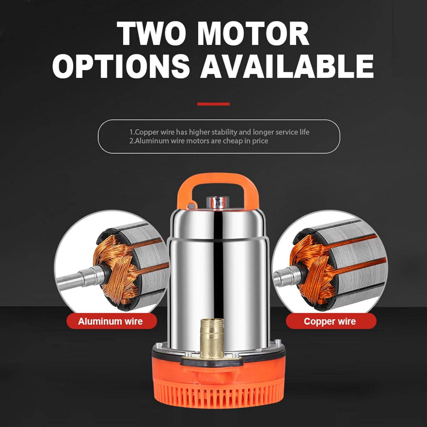 DC12V Submersible Pump, 180W Solar Powered Well Pump, 8M 1In Outlet, with Floating Ring Structure for Horticulture, Pond, and Swimming Pool image number 4