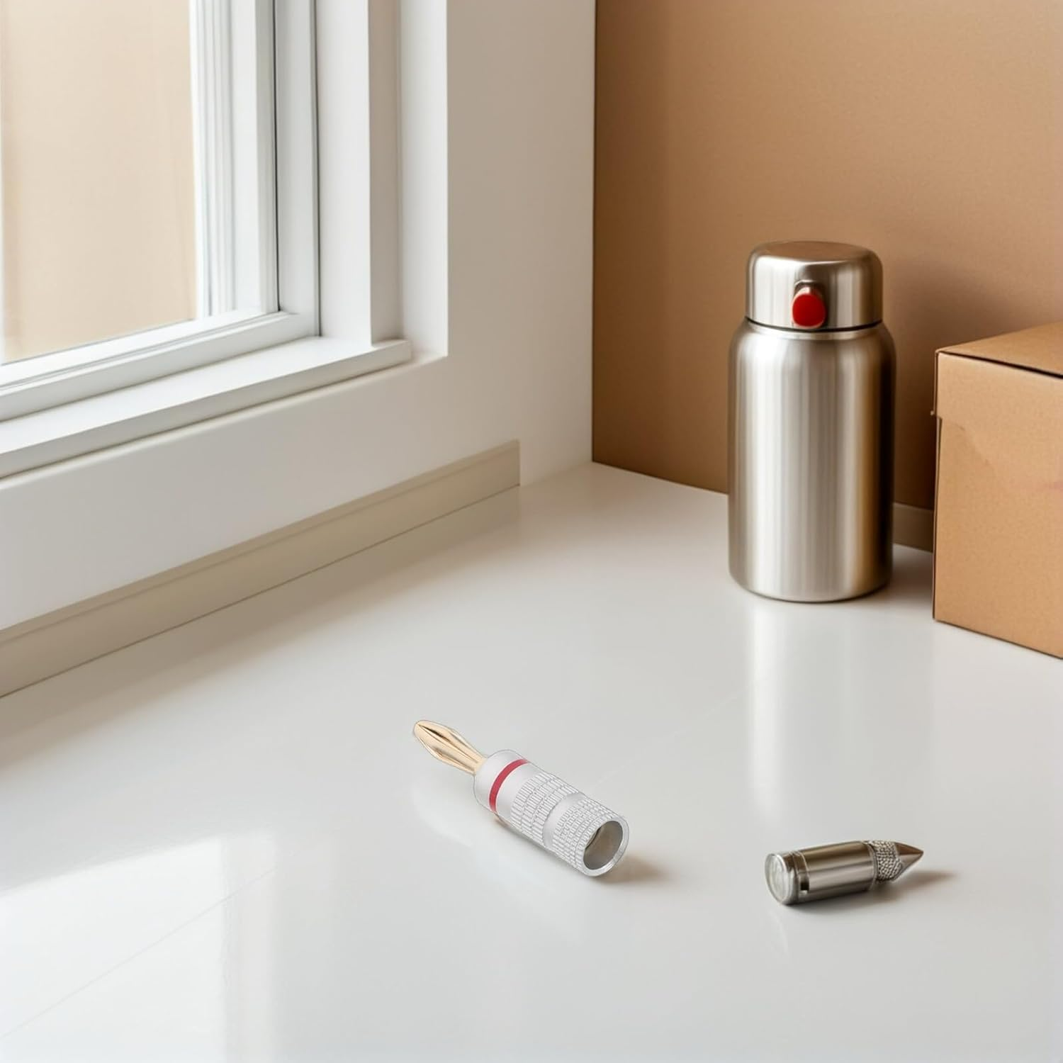 KOMBIUDA 10PCS 4MM Banana Speaker Wire Connectors 5 Black and 5 Red Rings, Solderless Audio Speaker Wire Banana Plugs for Home Theater and Hi-Fi Amplifier Sound Systems image number 1