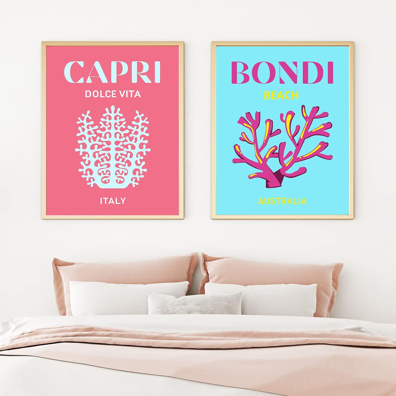 Whaline 9Pcs Preppy Travel Wall Art Prints Colorful Abstract Aesthetic Room Decor Minimalist Poster for Teen Girls Bedroom Pink College Dorm Posters(Unframed 8X10In) image number 3