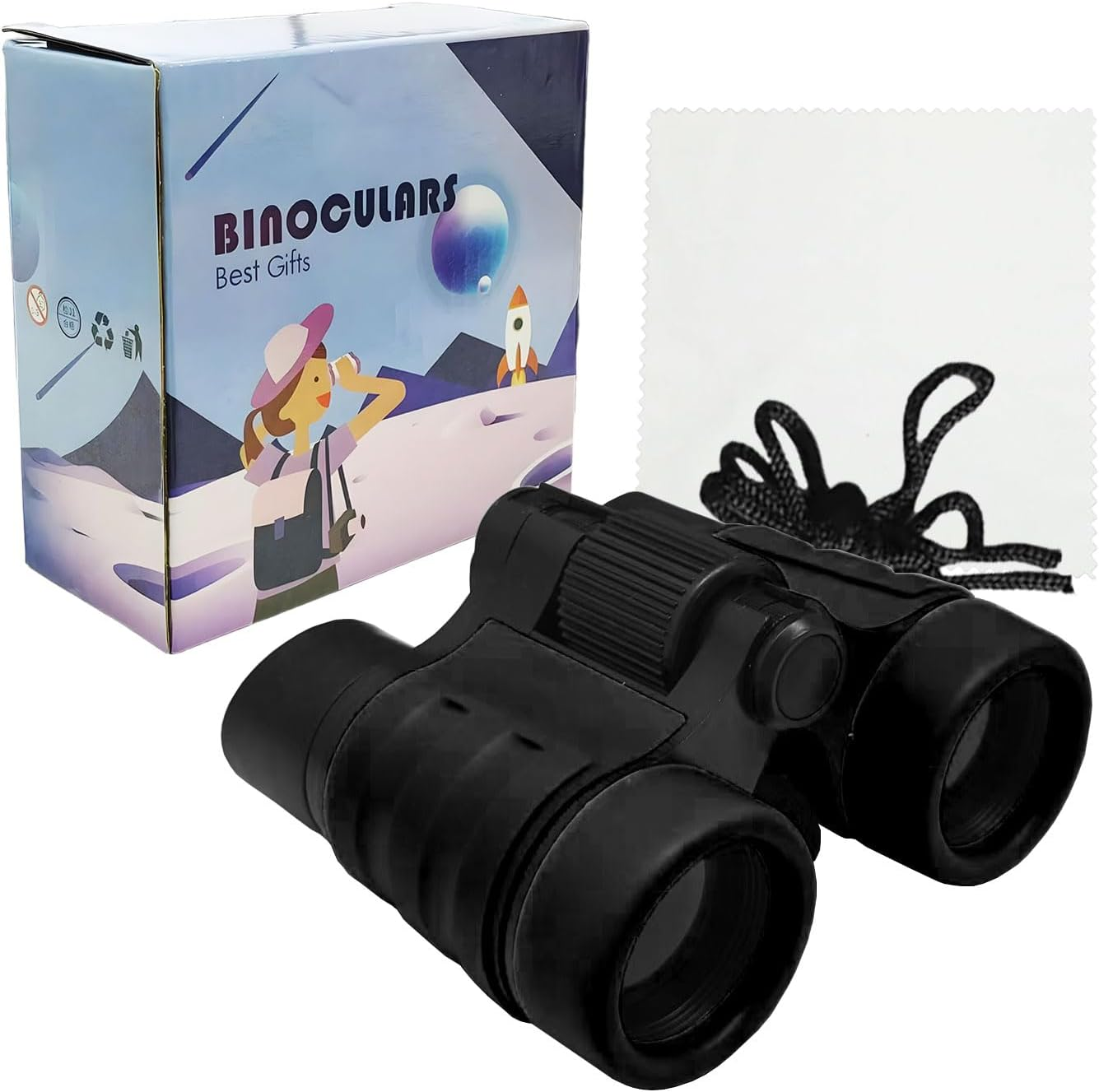 Kids Binoculars for Bird Watching, 4X30 Lightweight Adjustable Binocular for Children, Child Binoculars with Neck Strap, Shockproof Rubber Eyepieces - Boys & Girls (Pink)