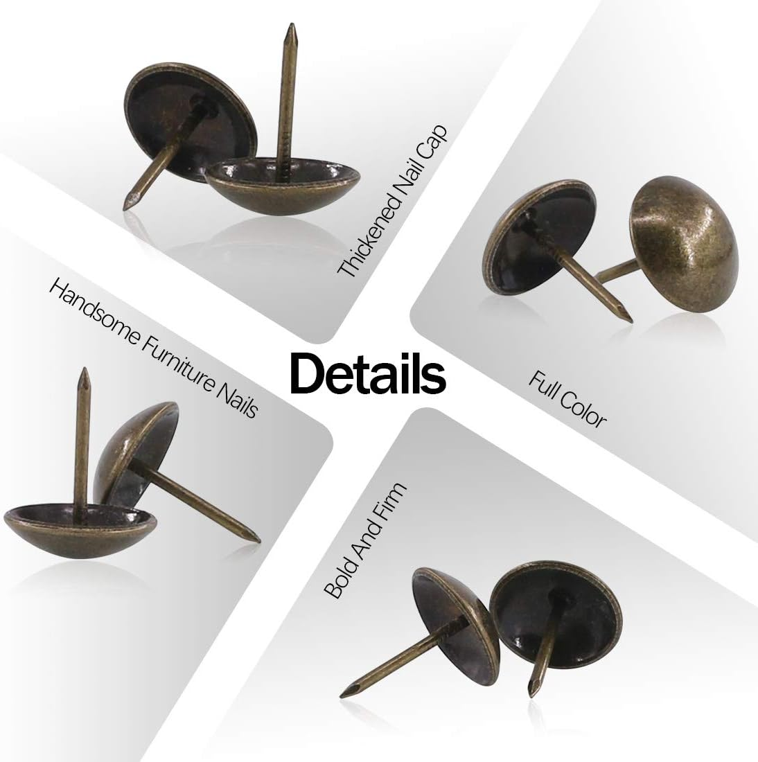 Rustark 200-Pcs 3/4'' (19&times;21Mm) Antique Upholstery Decorative Tacks Furniture Sofa Thumb Tacks Nails Pins Assortment Kit for Upholstered Furniture Cork Board - Bronze image number 2