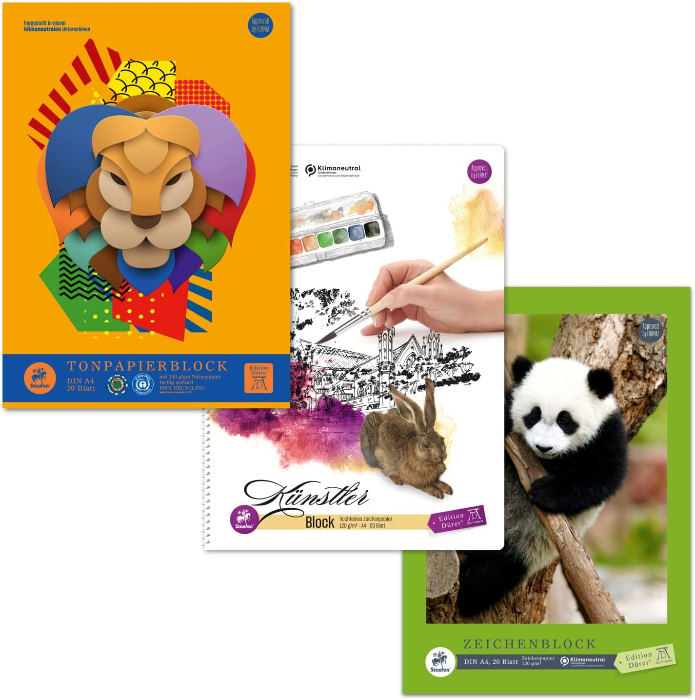 Staufen A4 Artist Set with 1 Drawing Pad, Artist Pad and Coloured Paper Pad