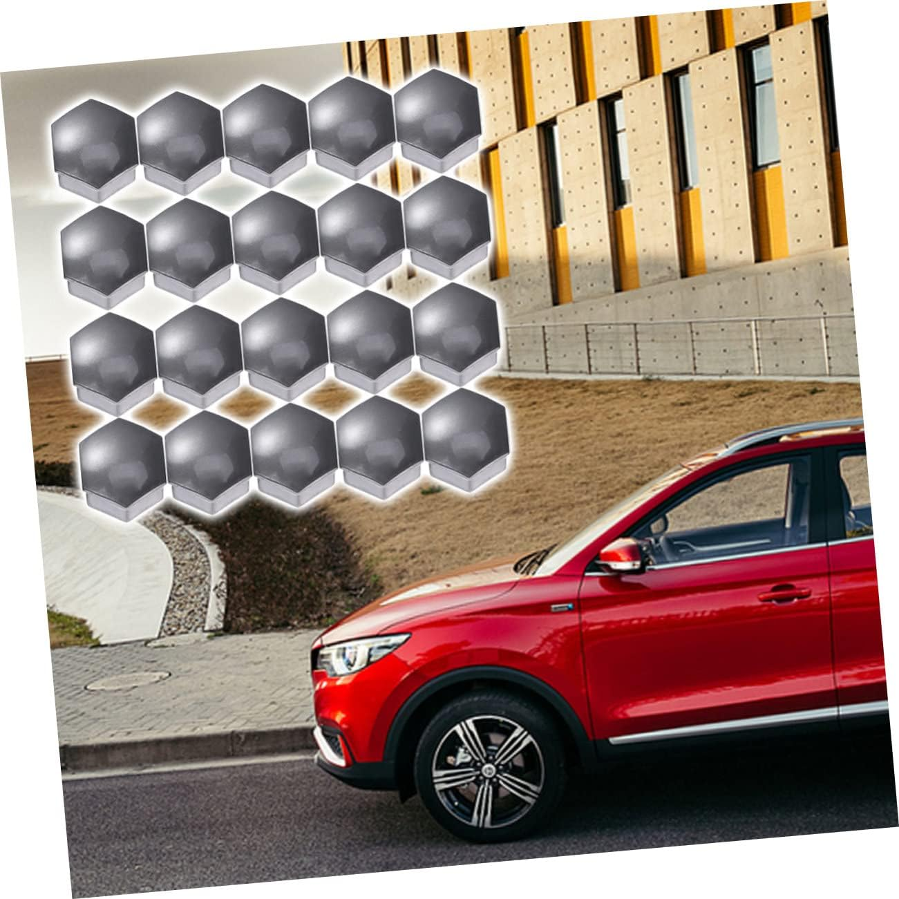 PRETYZOOM Universal Automotive Wheel Lug Nut Covers 21Mm Set with Clips Sturdy Grey Hexagonal Protectors for Enhanced Wheel Appearance image number 4