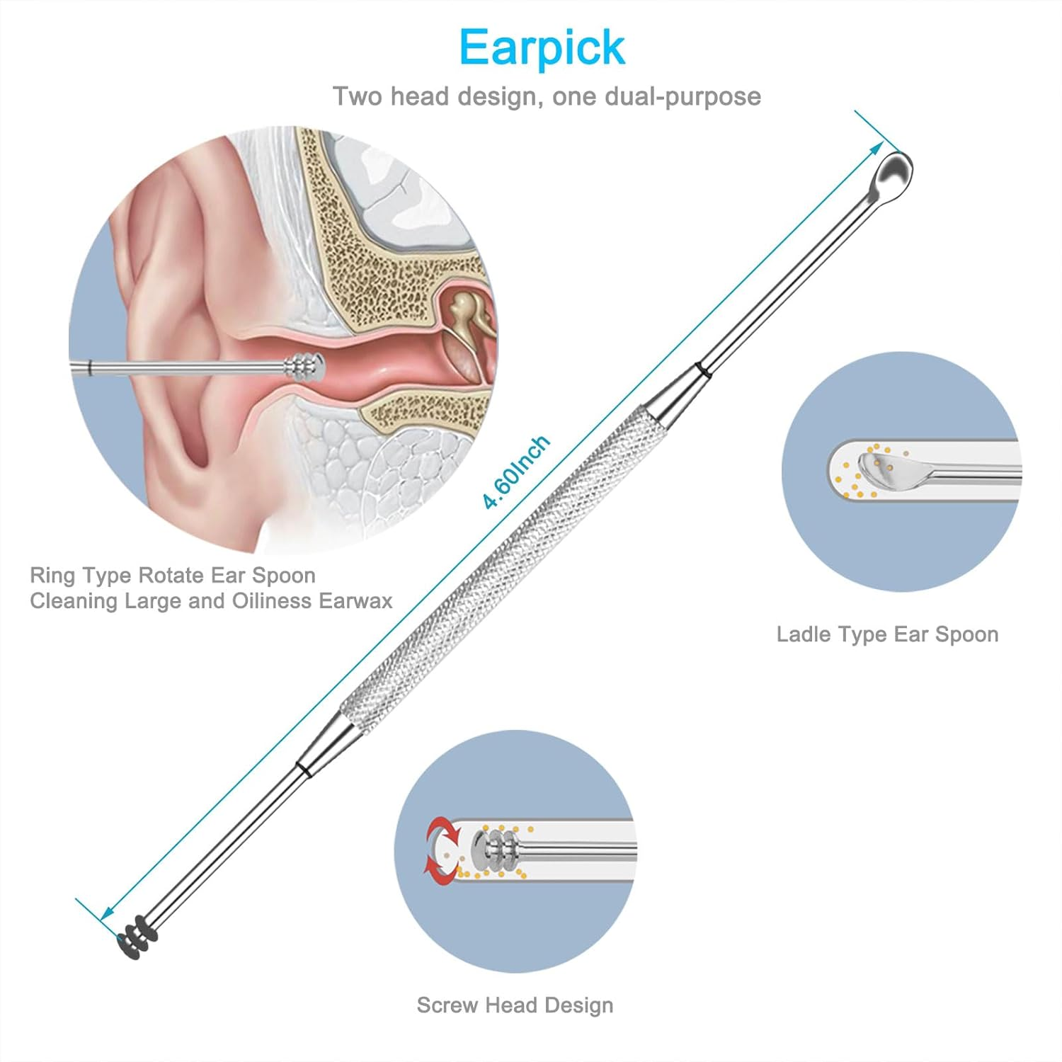 9PCS Cuticle Nippers with Cuticle Pusher Set, Professional Stainless Steel Cuticle Remover Trimmer Fork and Cutter Nail File Buffer Manicure Tools Perfect for Fingernails and Toenails, Travel, Gift image number 6