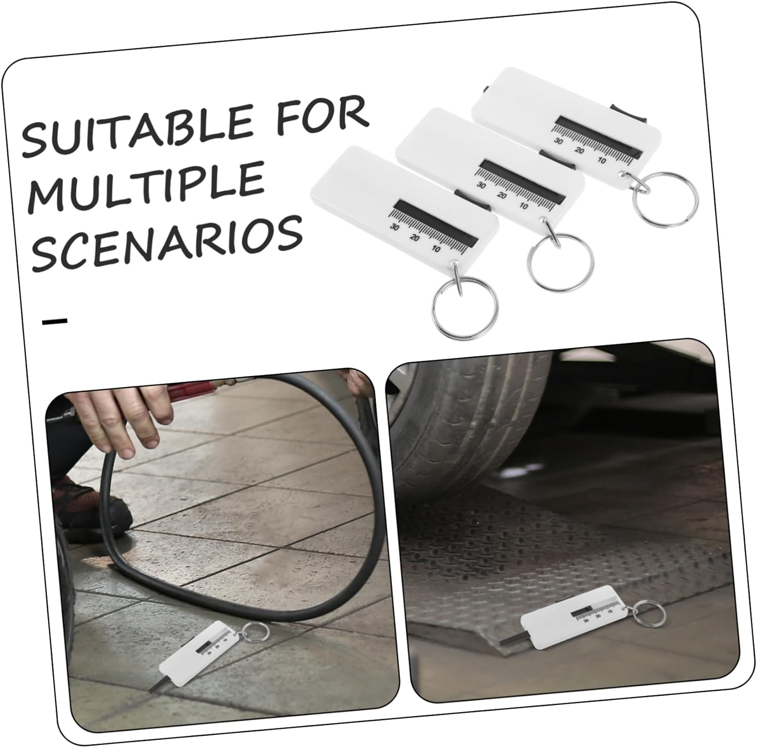 ULTECHNOVO 3Pcs Tire Tread Depth Gauge Automotive Replacement Instrument Panel Gauge Tread Depth Tool image number 2