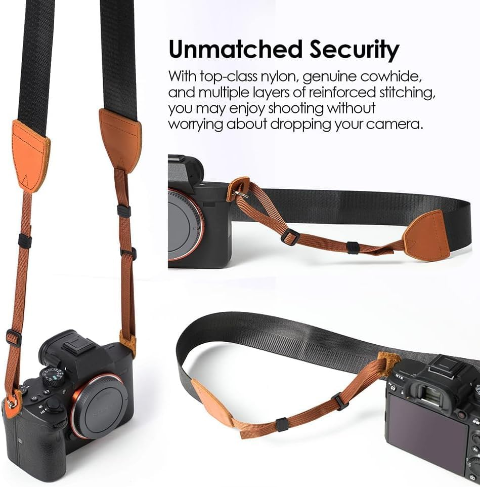 XFSRG Adjustable Camera Shoulder Strap Nylon Carry Strap Leather Ends Collar Neck Strap Camera Accessories Dslr SLR Carry Strap