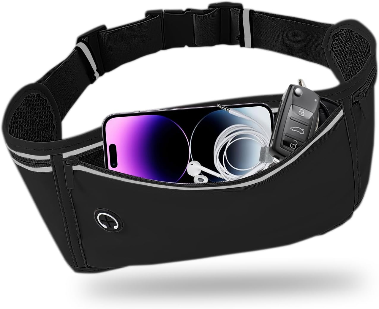 Slim Running Belt for Women Men,Runners Fanny Pack Phone Holder,Money Belt,Running Gear Accessories,With 3 Pockets (Jet Pink)