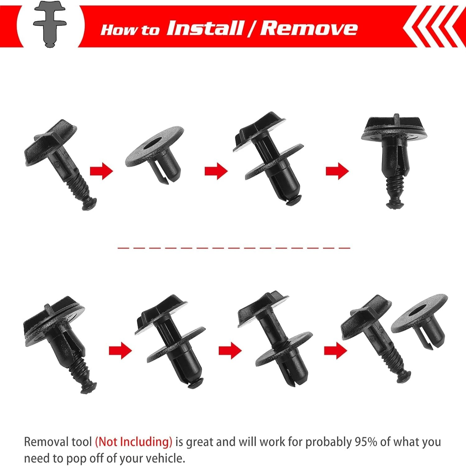 MEZOKUCEL 20Pcs Battery Covers Cowl Panel Retainer Clips LR024316 Fit 9Mm Hole Black Nylon Compatible with Car Interior Parts Defender 90 110, Fits Evoque 2012-On image number 6