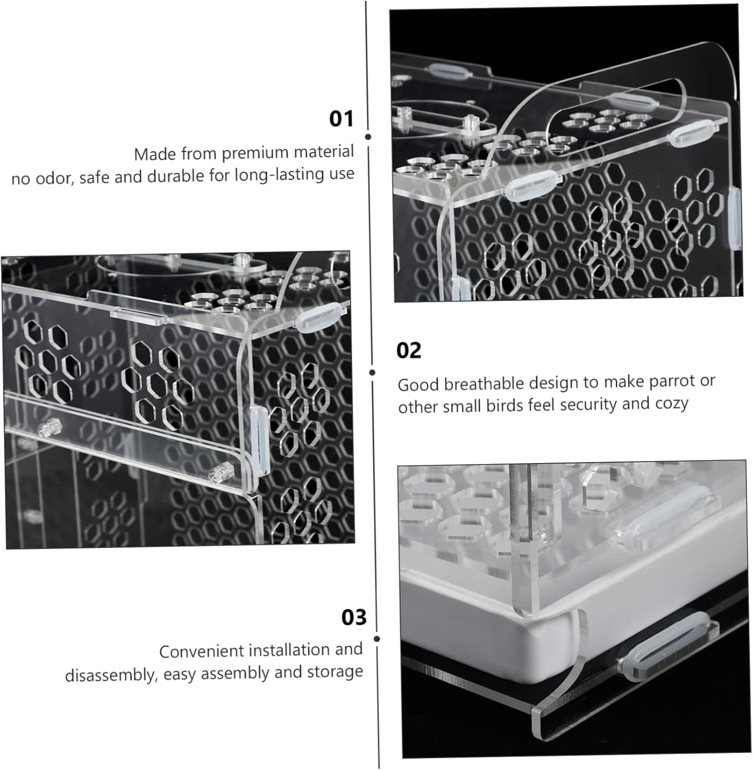 Minkissy Acrylic Parrot Cage Spacious Interior Sturdy Tear-Resistant Small Bird Nest House Good Airflow Simple PET Bird Supply image number 1