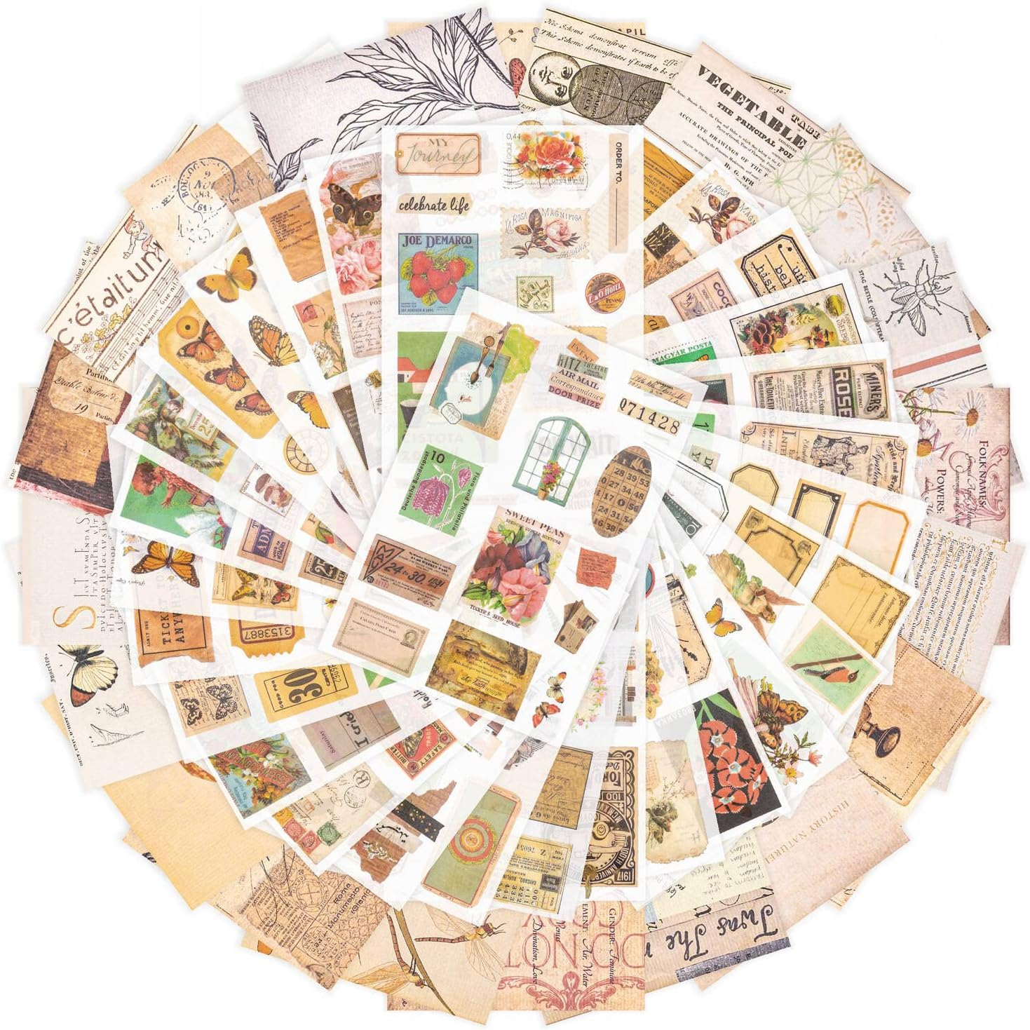 50 Pages Vintage Scrapbook Sticker and Scrapbook Paper Decorative Washi Sticker Retro Decoupage Paper Sticker Book for Adults Scrapbook Supply for Journaling Card Making Handicraft Collage (Lime)