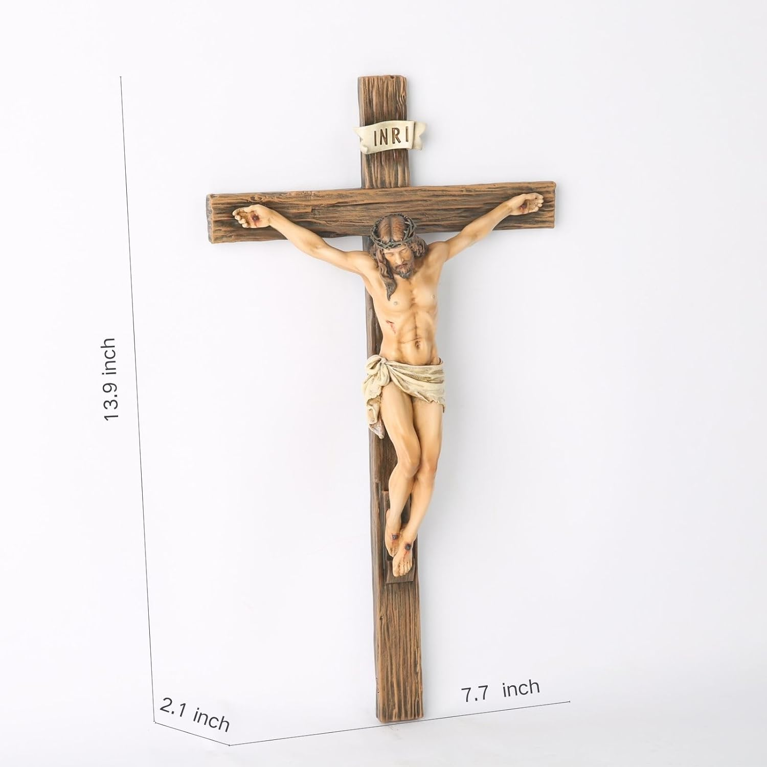 BC Catholic Crucifix Wall Cross, Jesus Christ Inspirational Home D&eacute;cor, Religious Devout Gift, 14"H, Renaissance Sculpture Handmade by Buildclassic image number 2