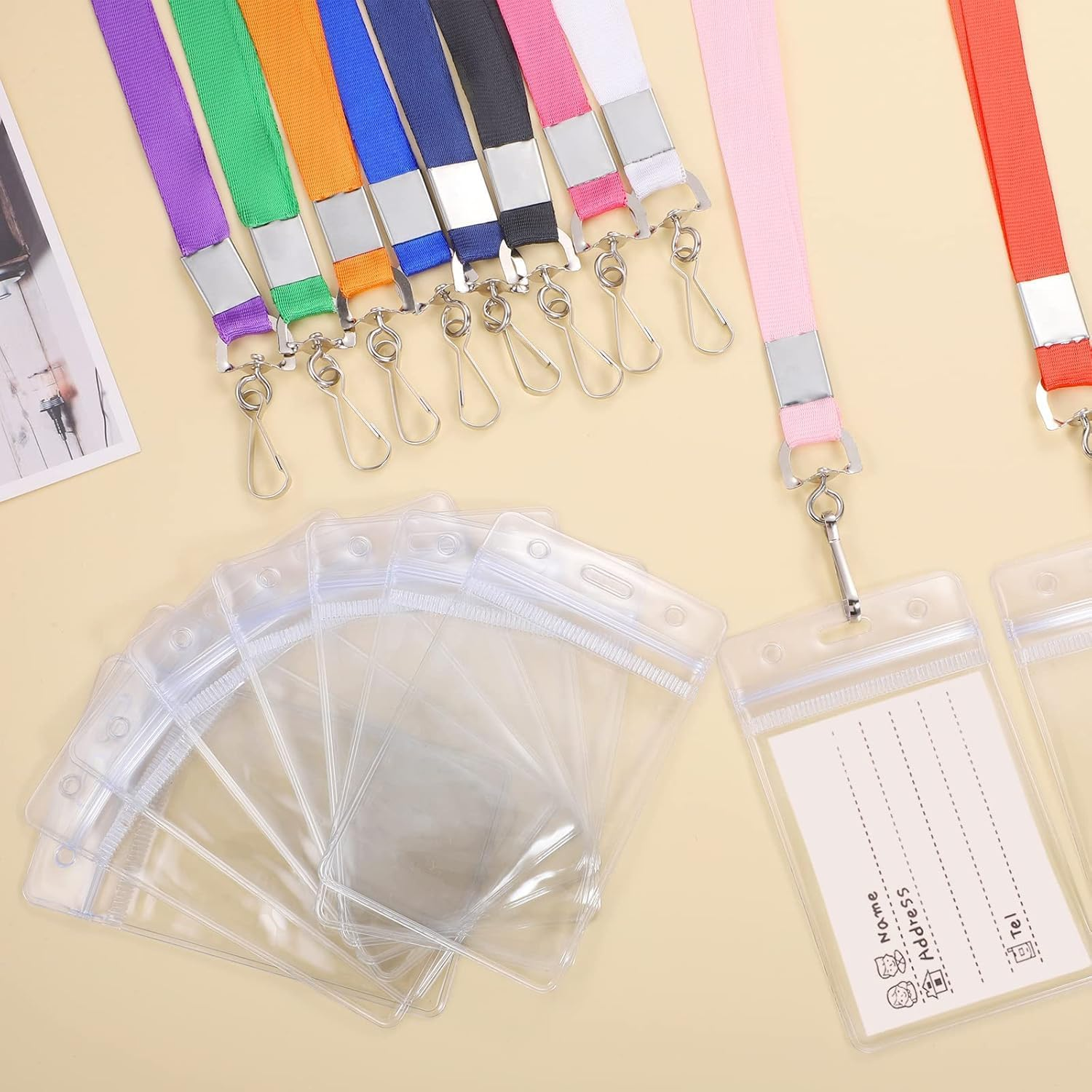 12 Pack Cruise Lanyards with ID Card Holder, Durable Lanyards with Waterproof ID Badge Holder Cruise Lanyards for Office, School, Travel (12 Colors) image number 1