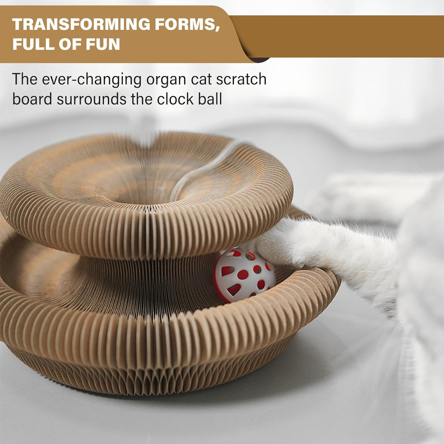 Vegena Cat Scratching Board - Pack of 2, Magic Organ Cat Scratching Board with Bell, Cat Toy round Bed, Scratching Toy for Cats image number 1