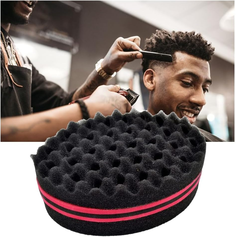 Wave Barber Hair Brush Curl Brush Sponge Twist Curl Coil Magic Tool for Dreads Afro Locs Black Red image number 1