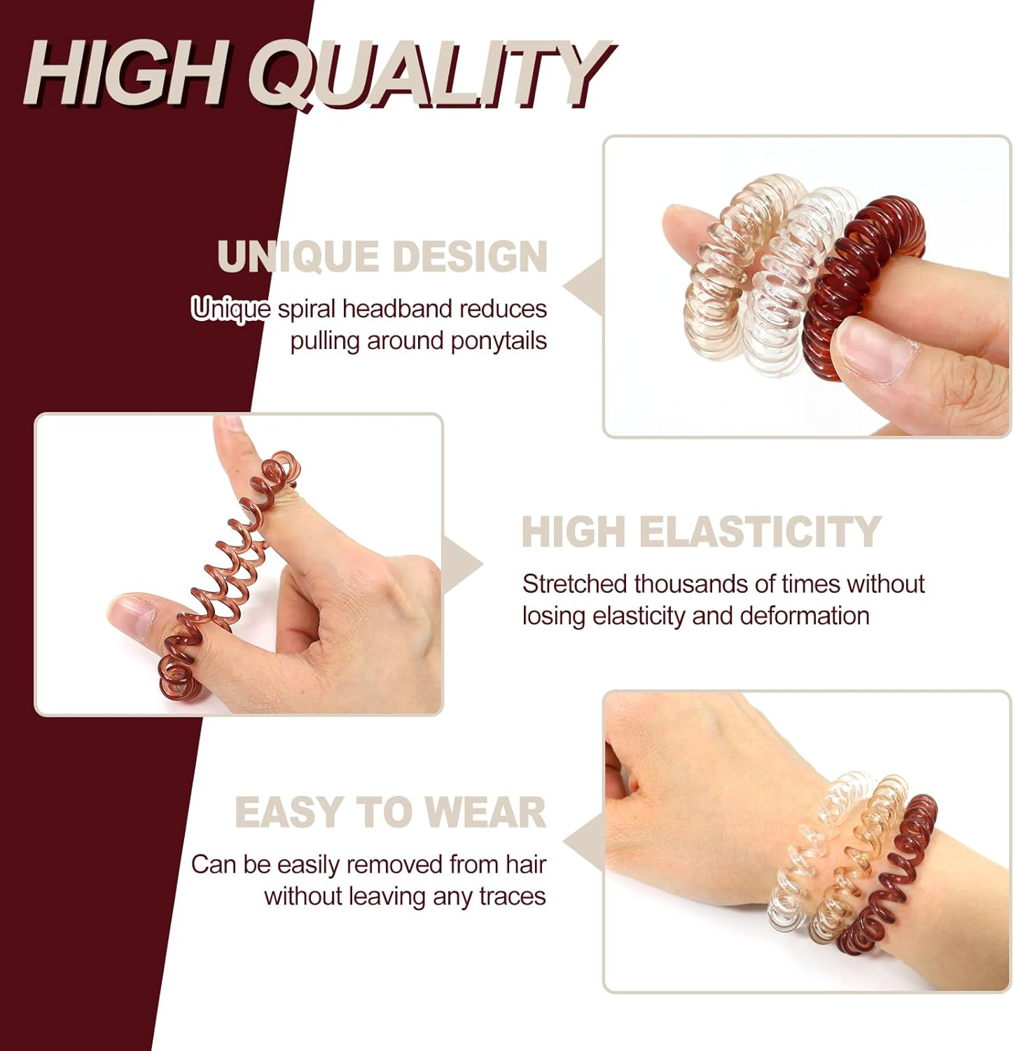 Sularpek 12 Pcs Spiral Hair Bobbles, Plastic Spiral Hair Ties, Spiral Hair Bobbles, No Crease Hair Bands, Phone Cord Bobbles Ponytail Holder for Women Girls image number 2