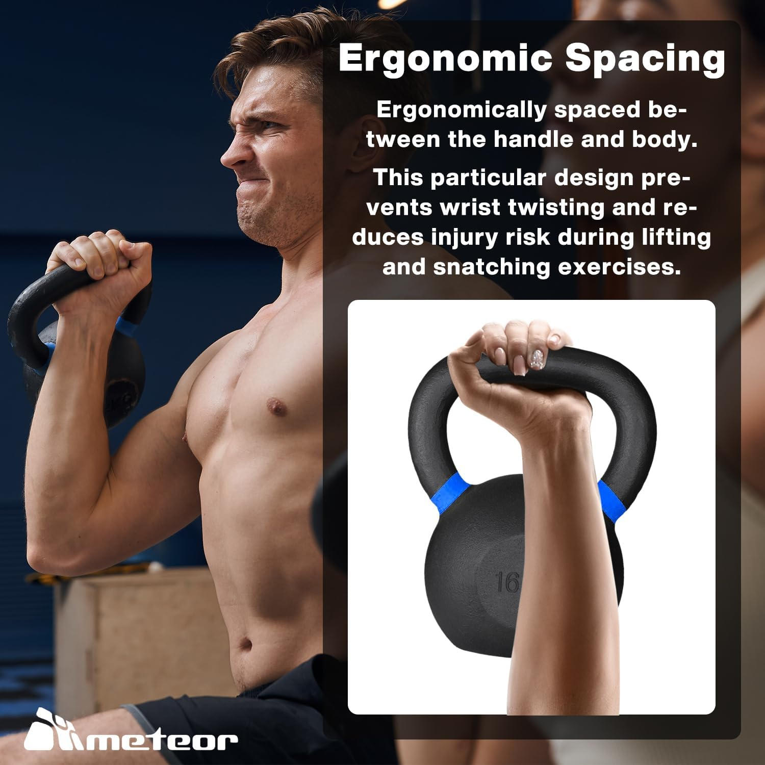 METEOR Essential Solid Cast Iron Kettlebell - Great for Full Body Workout and Strength Training Weightlifting image number 2