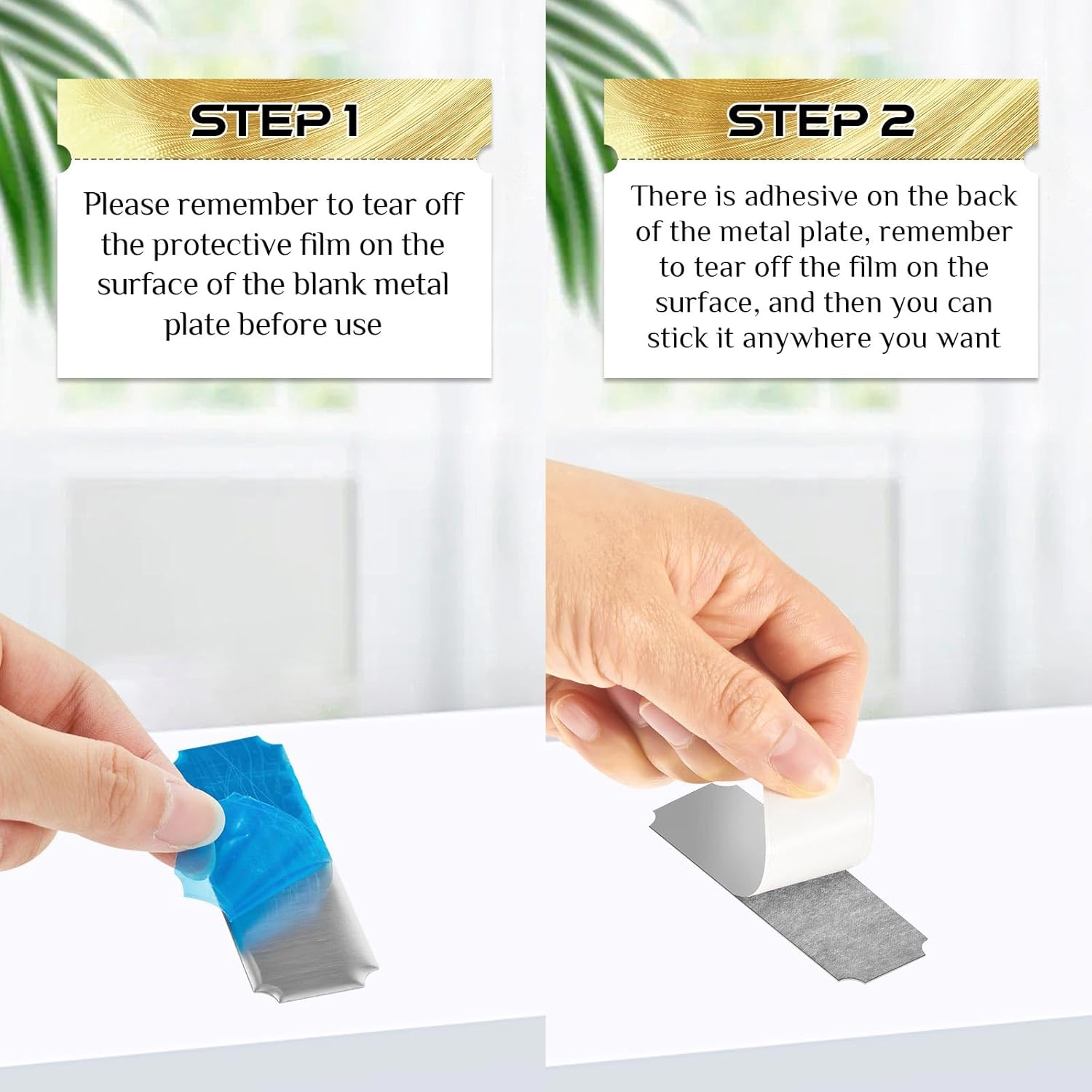 Therwen 30 Pcs Name Plates Laser Engraved Brushed Stainless Steel Plate Personalized Plaque Blank Custom Name Tag Frame Label with Adhesive Backing(Silver Notched Corner,1''X 3'') image number 3