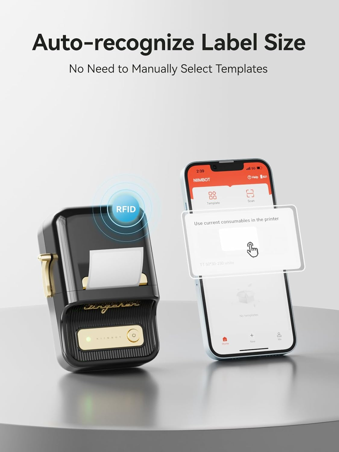 NIIMBOT B21 Inkless Label Maker, Portable Thermal Label Printer for Clothing, Address, Business, Compatible with Ios & Android, with 1 Pack 50X30Mm White Label, Black - Green image number 6