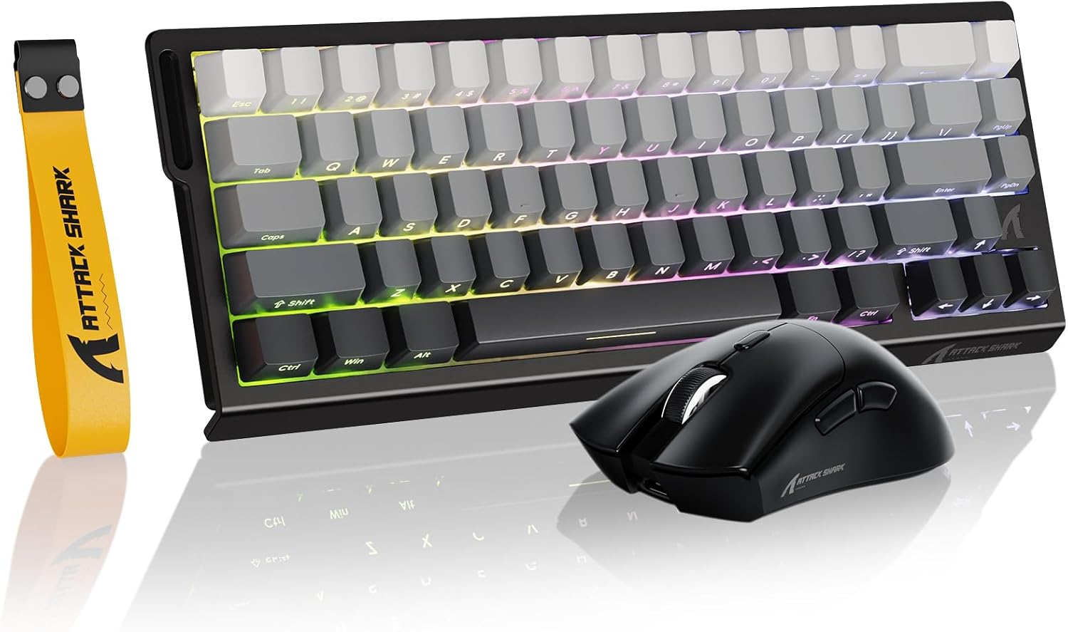 Attack Shark X68 HE Gaming Keyboard & R1 Mouse Combo,8Khz Magnetic Switch Keyboard, 16.8M RGB, Custom Actuation, 55G Ultra-Light Mouse with 18,000 DPI & Tri-Mode Connectivity for Esport Gamer-Gery image number 2