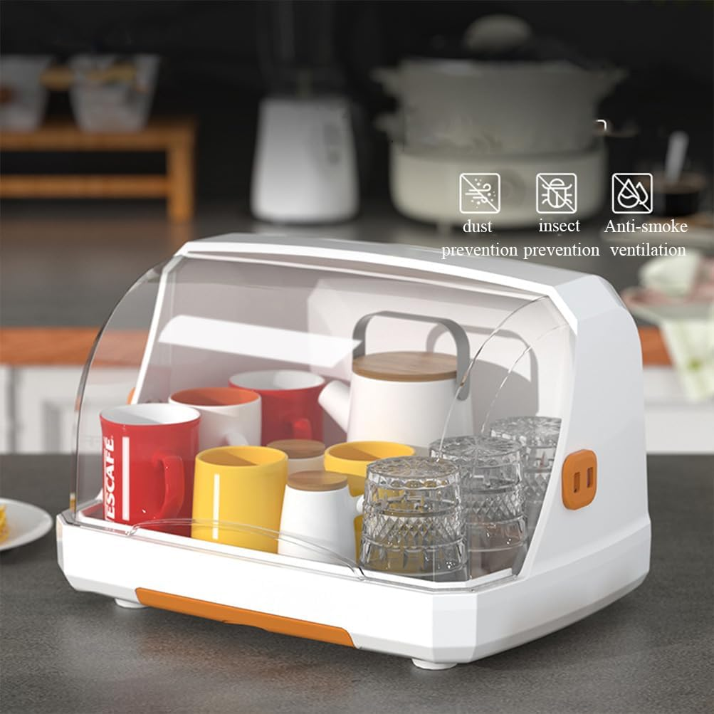 Bottle Drying Rack with Lid, Kitchen Dishes Drain Storage, Nursing Bottle Storage Holder, Dustproof Kitchen Cabinet Organizer, Dust-Proof Baby Cup Storage Box with Removable Drip Tray image number 6