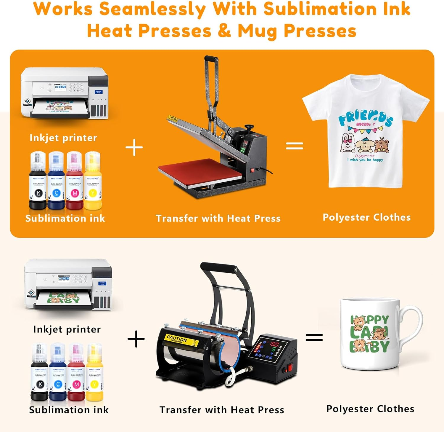 Sublimation Ink for Epson 2800 Ecotank ET-3750 ET-3760 ET-3830 ET-4850 ET-4750 ET-2760 ET-2700 ET-4760 ET-15000 ST-2000 Heat Press Transfer on T-Shirt Mug (Upgrade Version/Anti-Uv) image number 4
