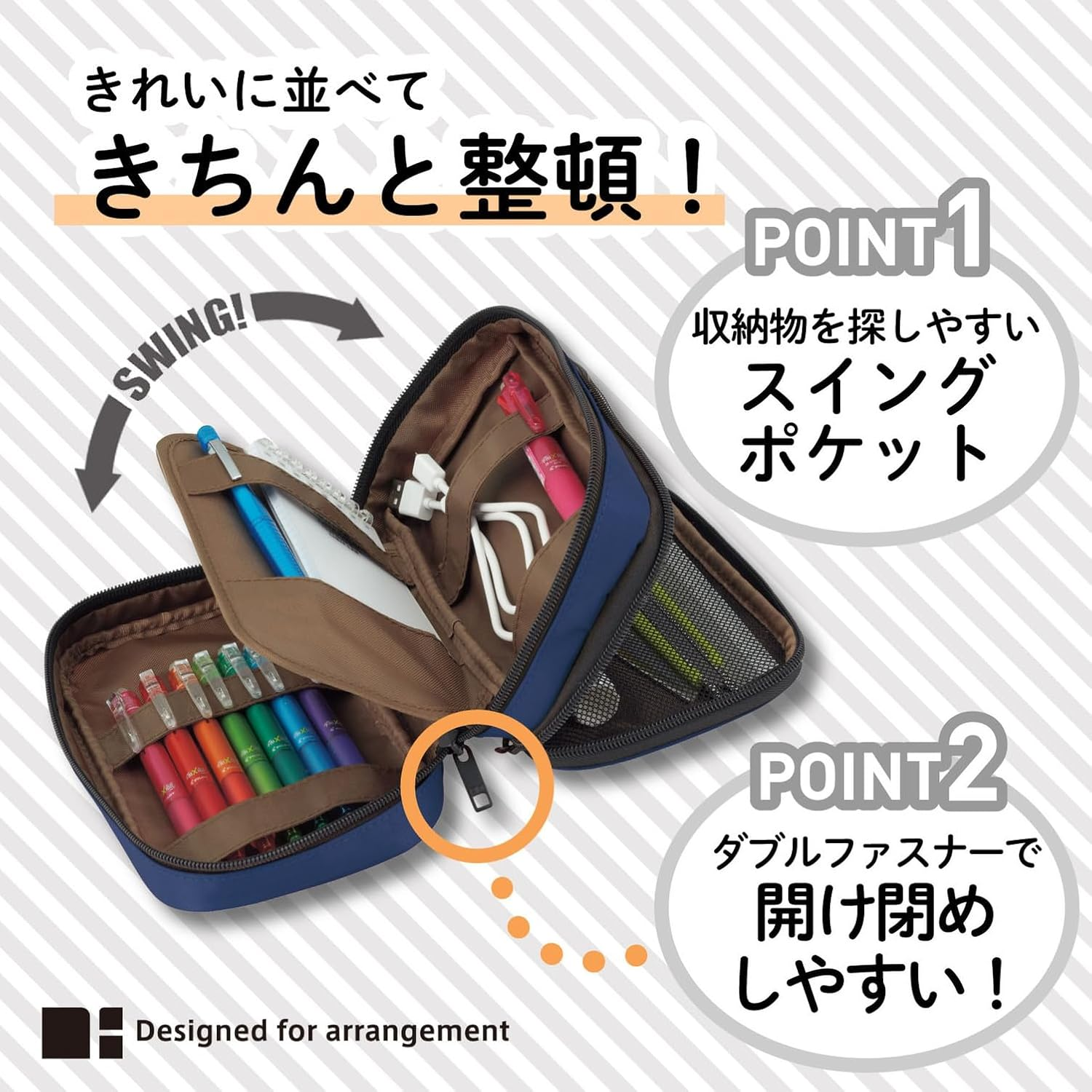 LIHIT LAB Large Capacity Double Zipper Pencil Case for School Office College, Big Capacity 6 Compartments Pencil Bag Holder Adults Teen Boys Girls, Travel Cosmetics Storage, Yellow Green (A7555-6) image number 5