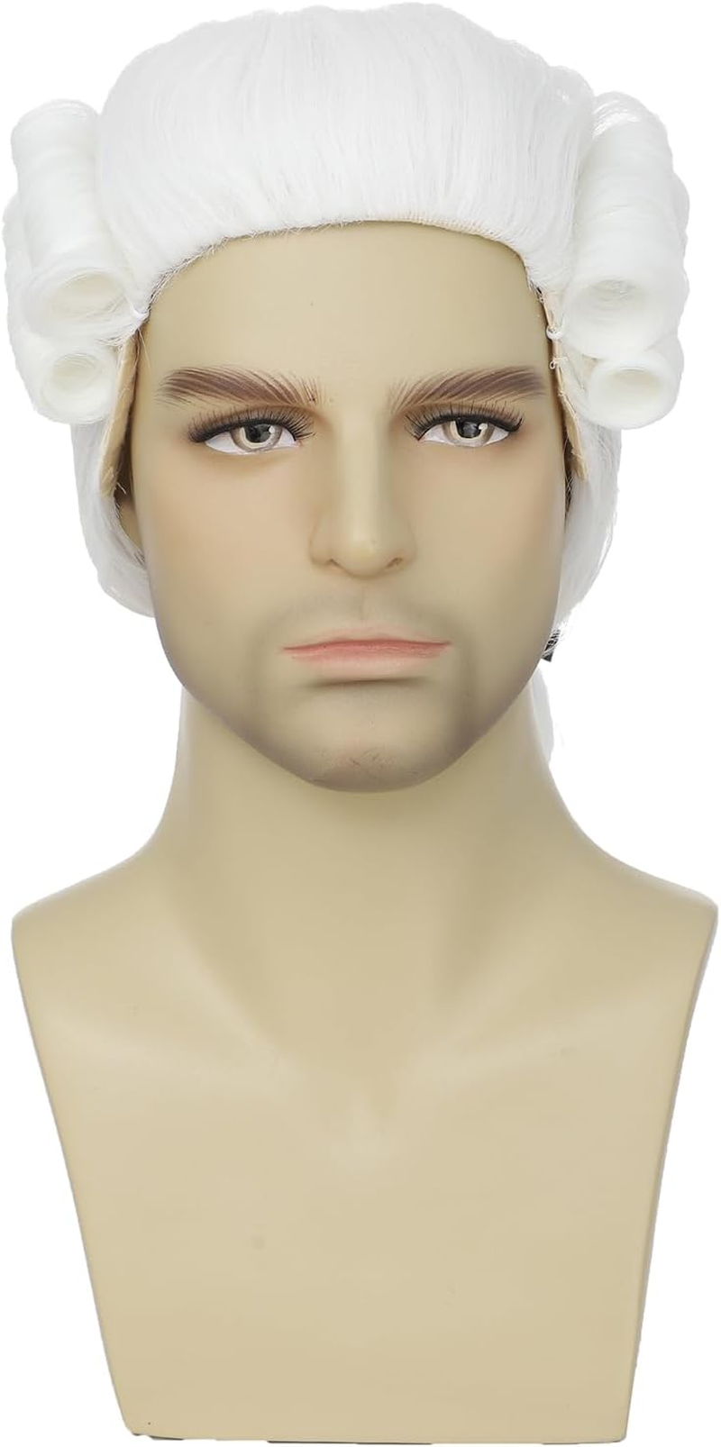 Colonial Judge Wig, Long Wave Wig for Women Men, Halloween Costume Wig, Anime Cosplay Wig, White (White) image number 5