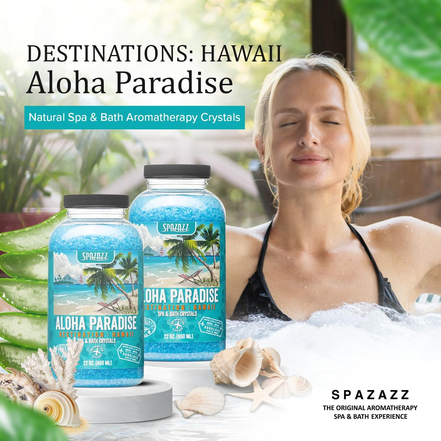 Spazazz SZCH SPZ-303 Hawaii Aloha Paradise Destination Crystals Container, 22 Oz. Aromatherapy, Blue image number 6
