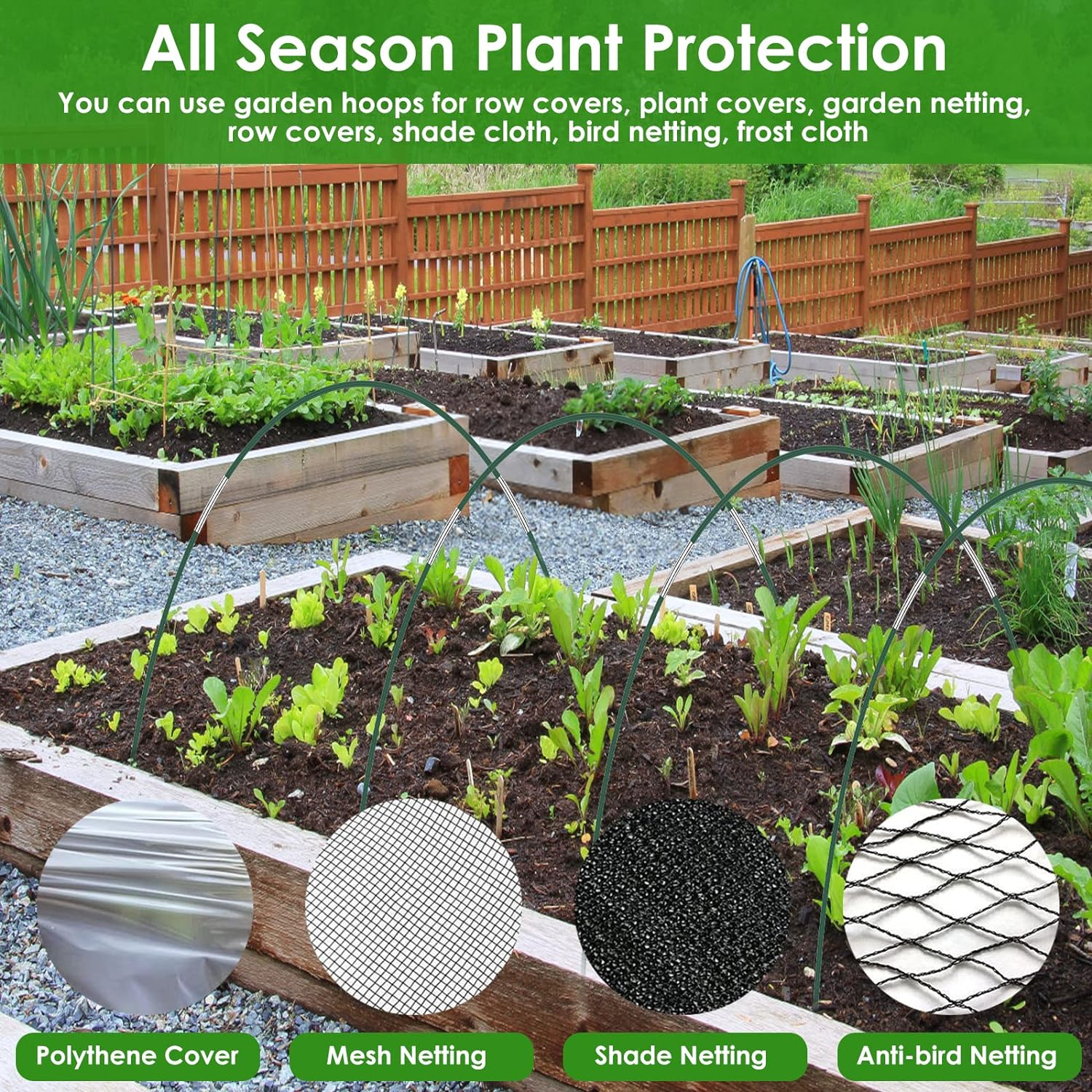 84Pcs Greenhouse Hoops for Raised Beds, Garden Bed, Garden Hoops, Grow Tunnel, Detachable Fiberglass Greenhouse Tunnel Arches, Garden Plant Protection Hoops with 18 Clips for Netting Fabric