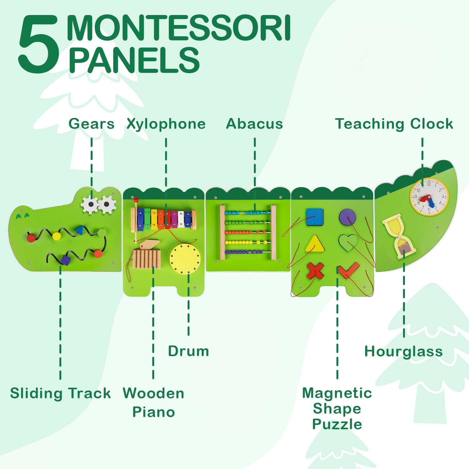 Crocodile Montessori Busy Board, Sensory Board,Educational Toys, Activity Cube, Wall Toys, Daycare Furniture, Playroom Furniture, Boys and Girls 6 M+ image number 4